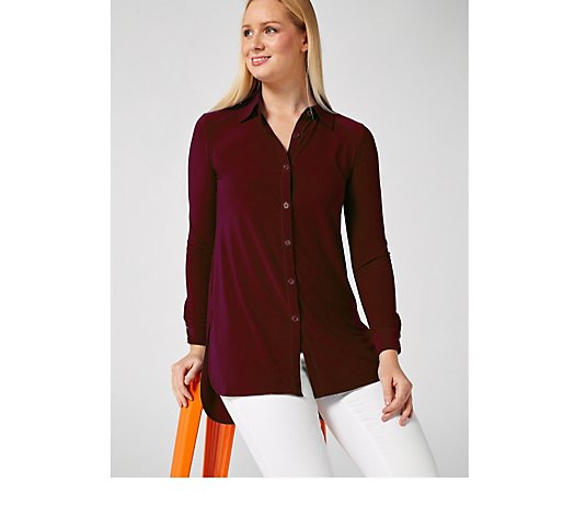 Outlet Button Jersey Long Line Shirt by Nina Leonard