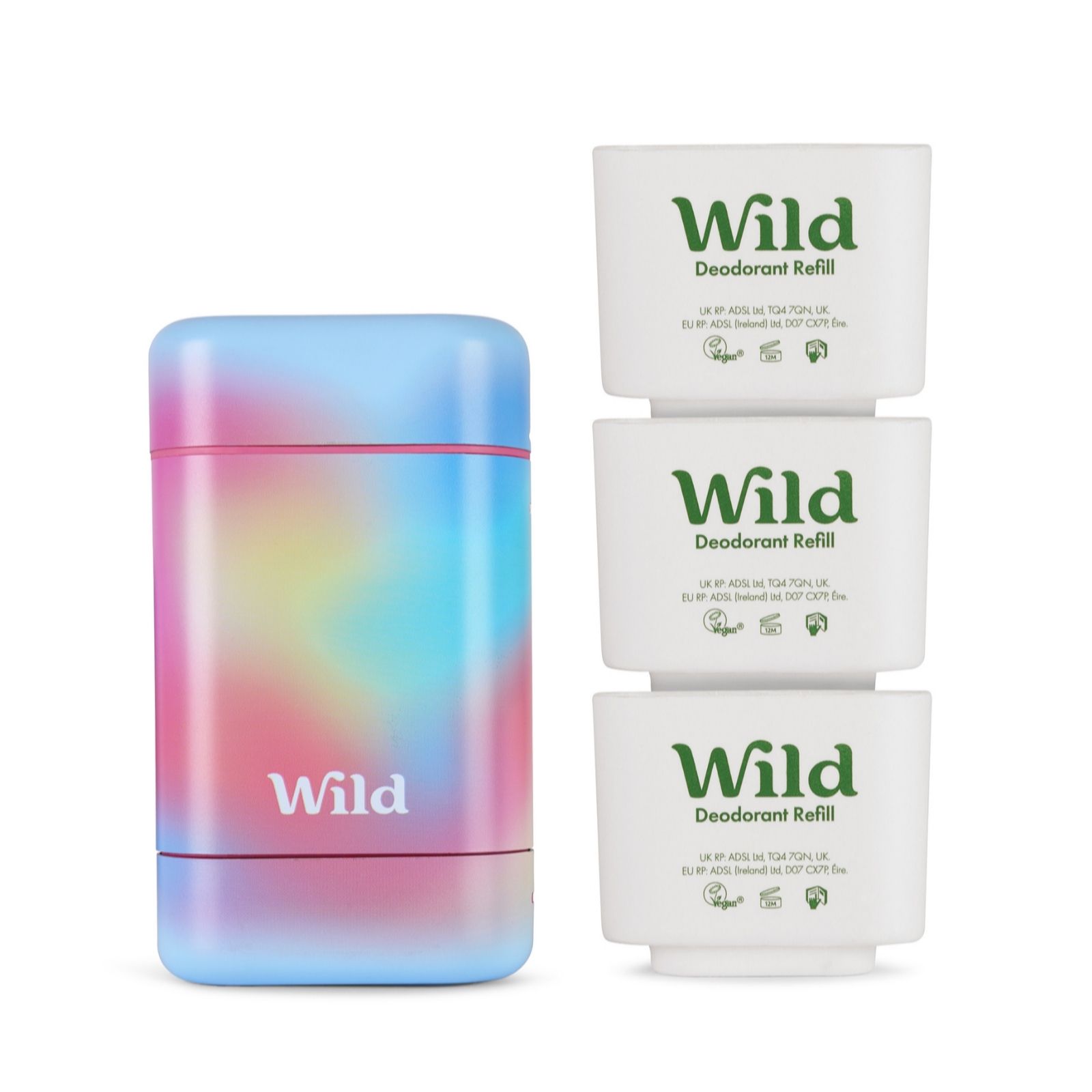 Wild Refillable Deodorant with 3 Assorted Refills