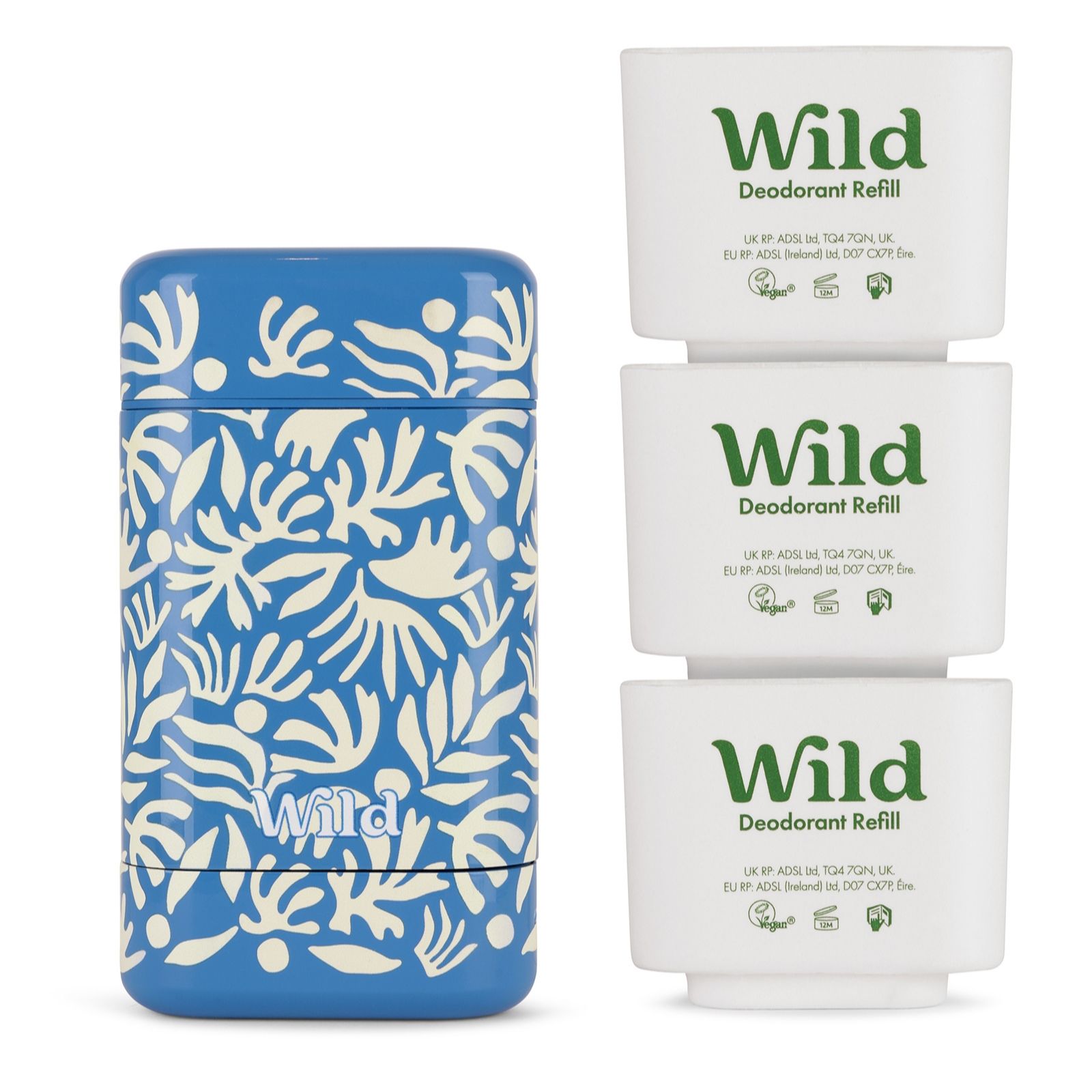Wild Refillable Deodorant with 3 Assorted Refills