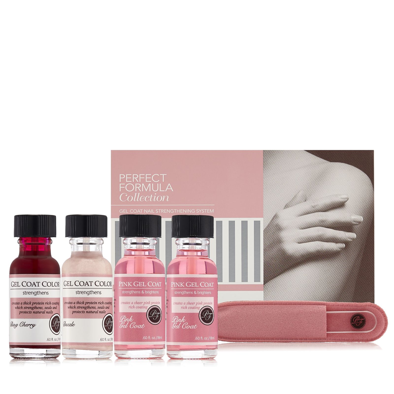 Perfect Formula 4 Piece Gel Coat Collection with Crystal Nail File QVC UK