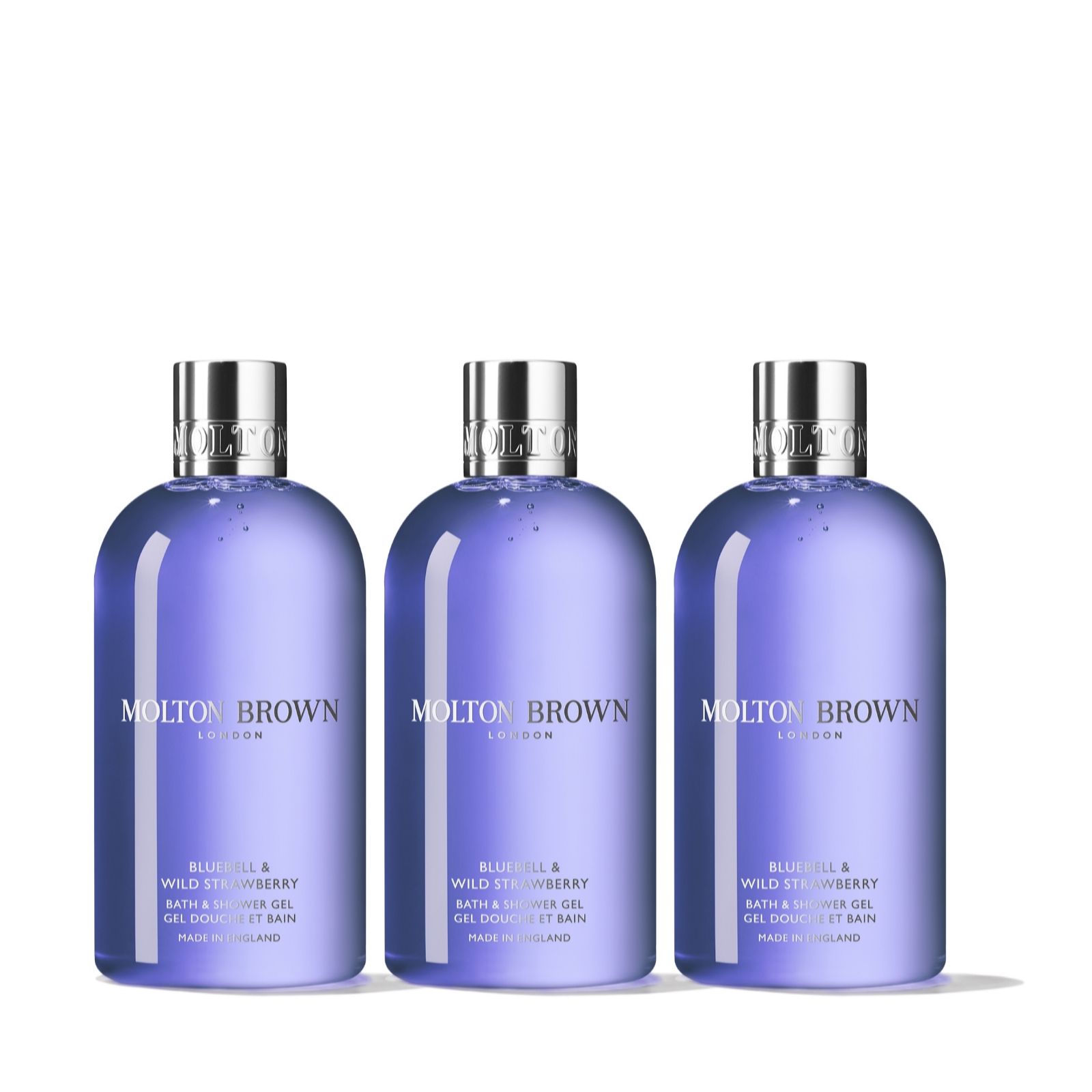 Molton Brown Bluebell and Wild Strawberry Body Wash Trio