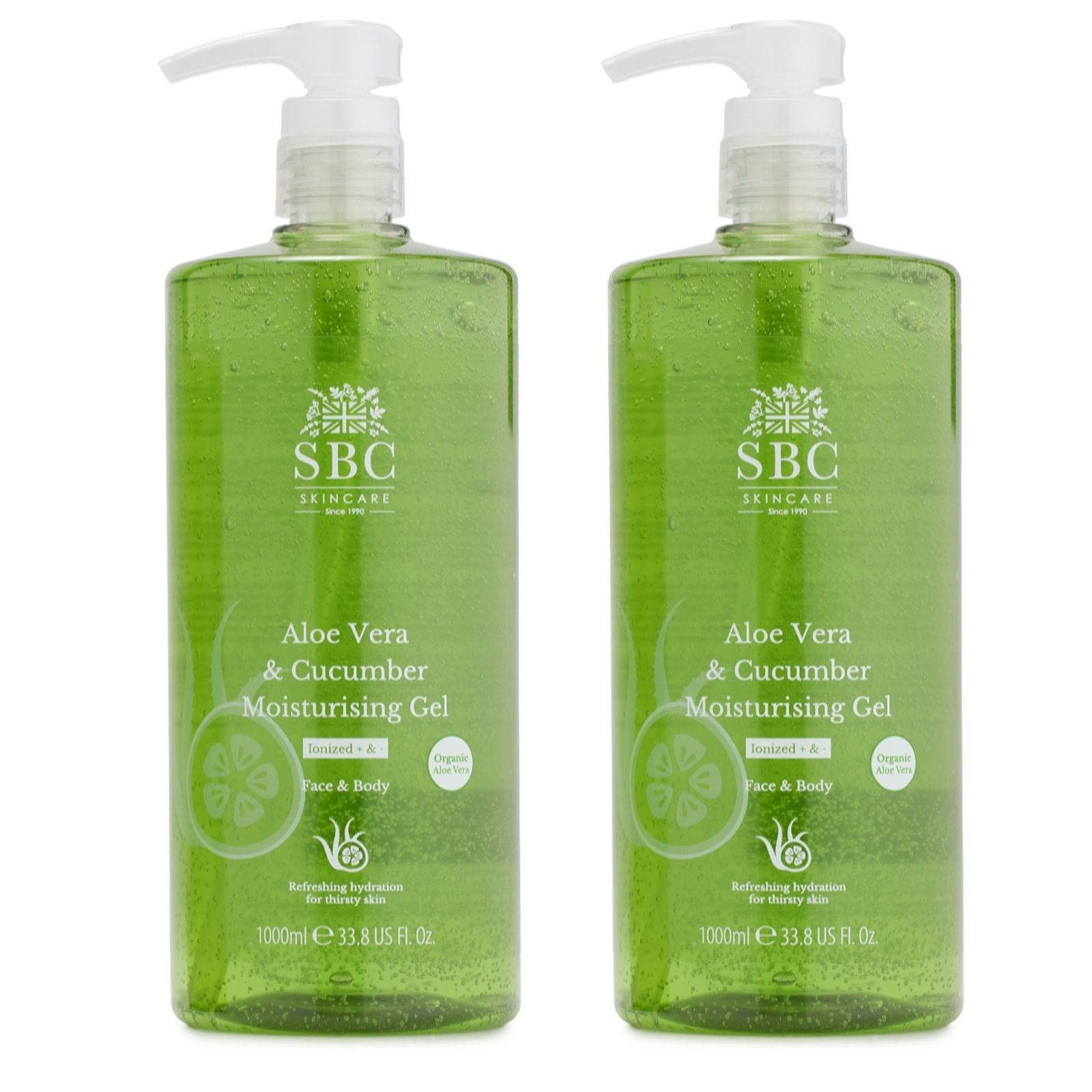 SBC Aloe Vera & Cucumber Moisturising Gel Supersize 1000ml Duo