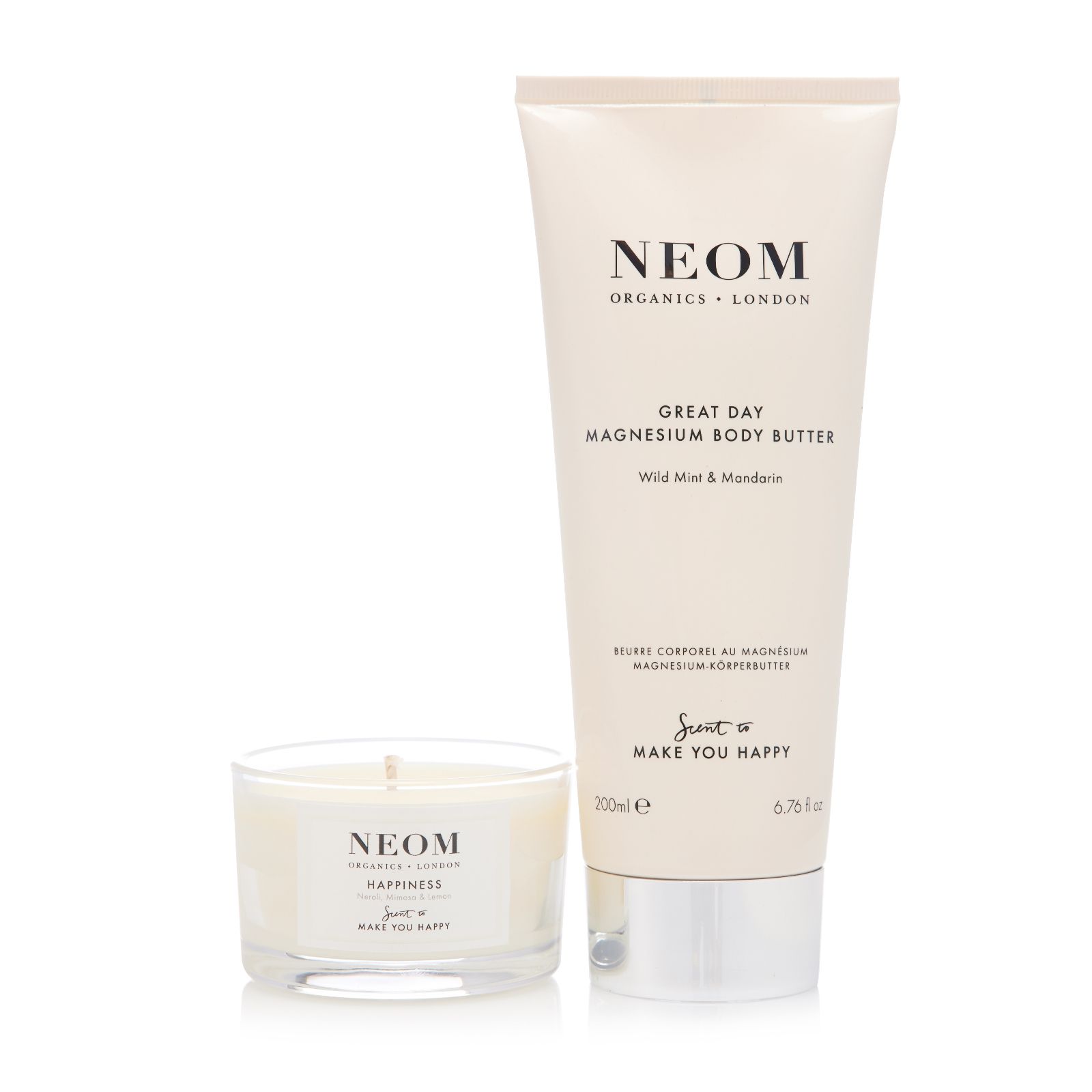 NEOM Wellbeing Magesium Body Butter & Travel Candle Duo