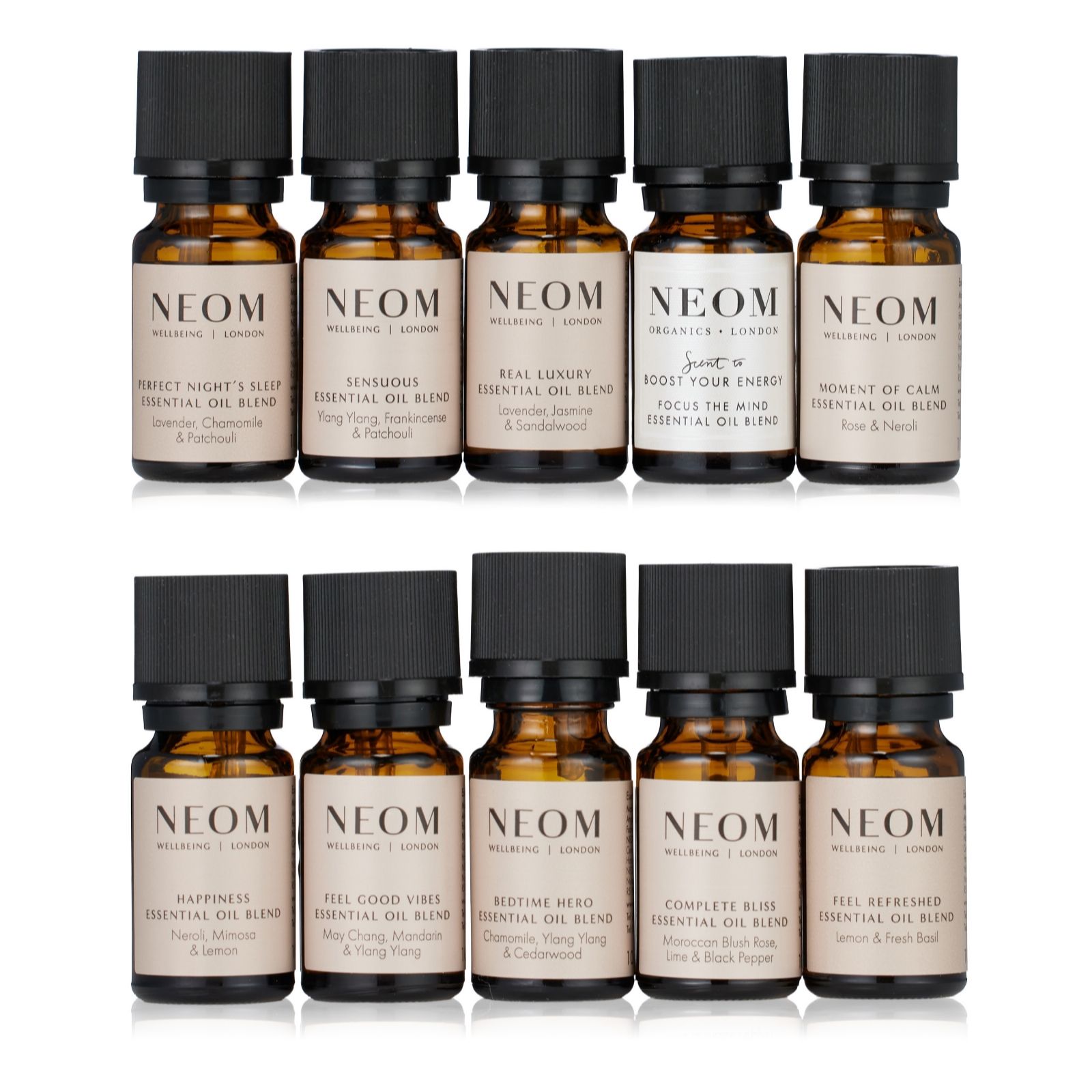 NEOM Wellbeing 10ml Essential Oil Blend 10 Piece Collection