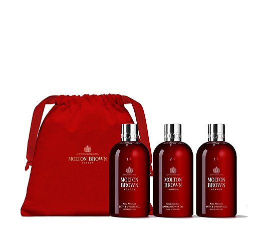 Molton Brown Rosa Absolute Body Wash Trio with Drawstring Bag