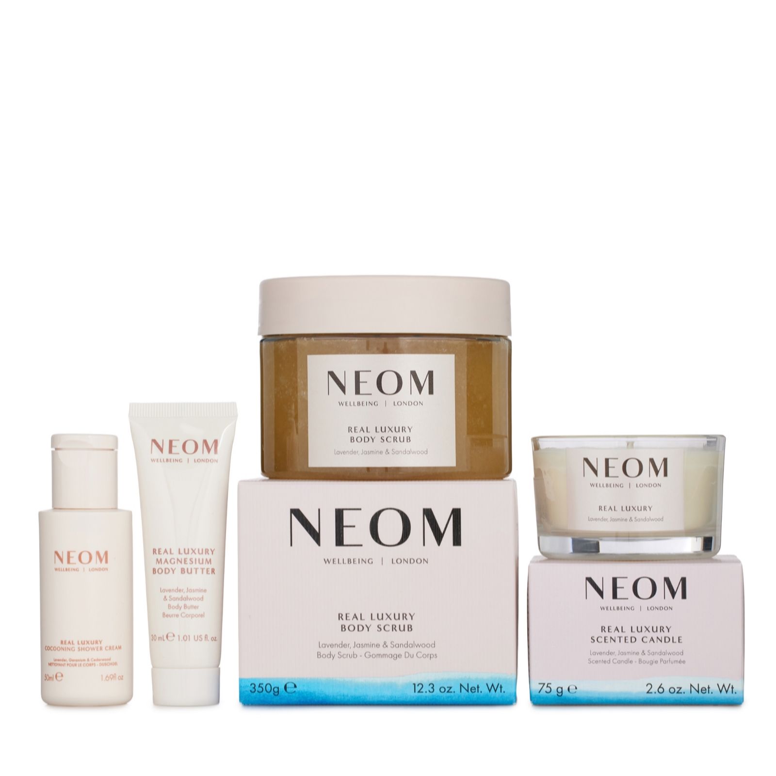 NEOM Wellbeing Real Luxury Body Scrub & Travel Essentials Collection