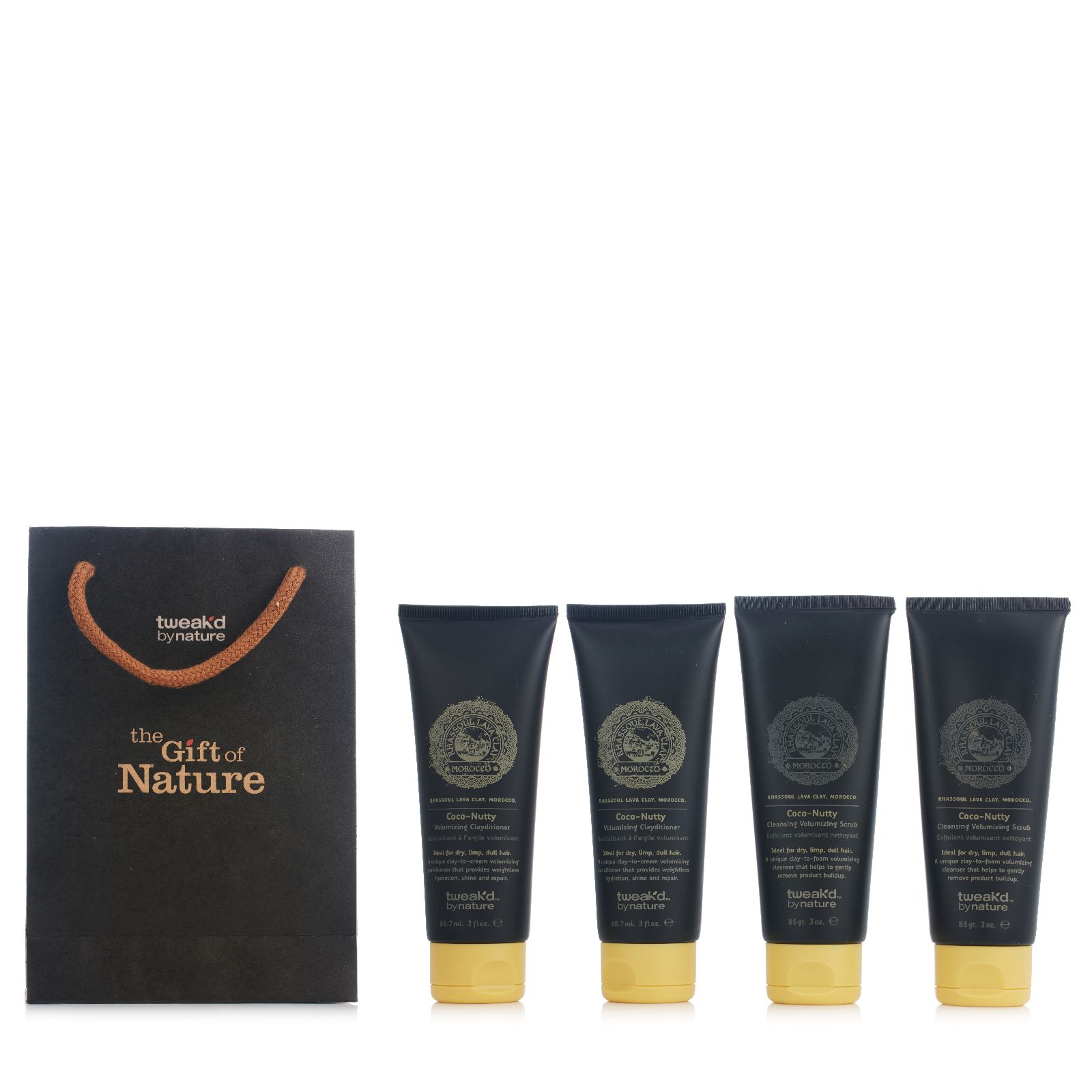 Tweak'd by Nature Volumizing Scrub & Clayditioner 4 Piece Set with Gift Bag