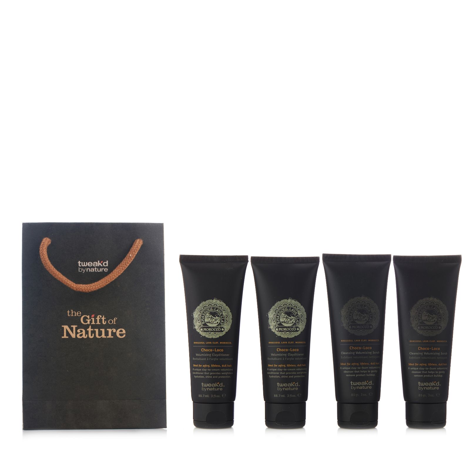 Tweak'd by Nature Volumizing Scrub & Clayditioner 4 Piece Set with Gift Bag