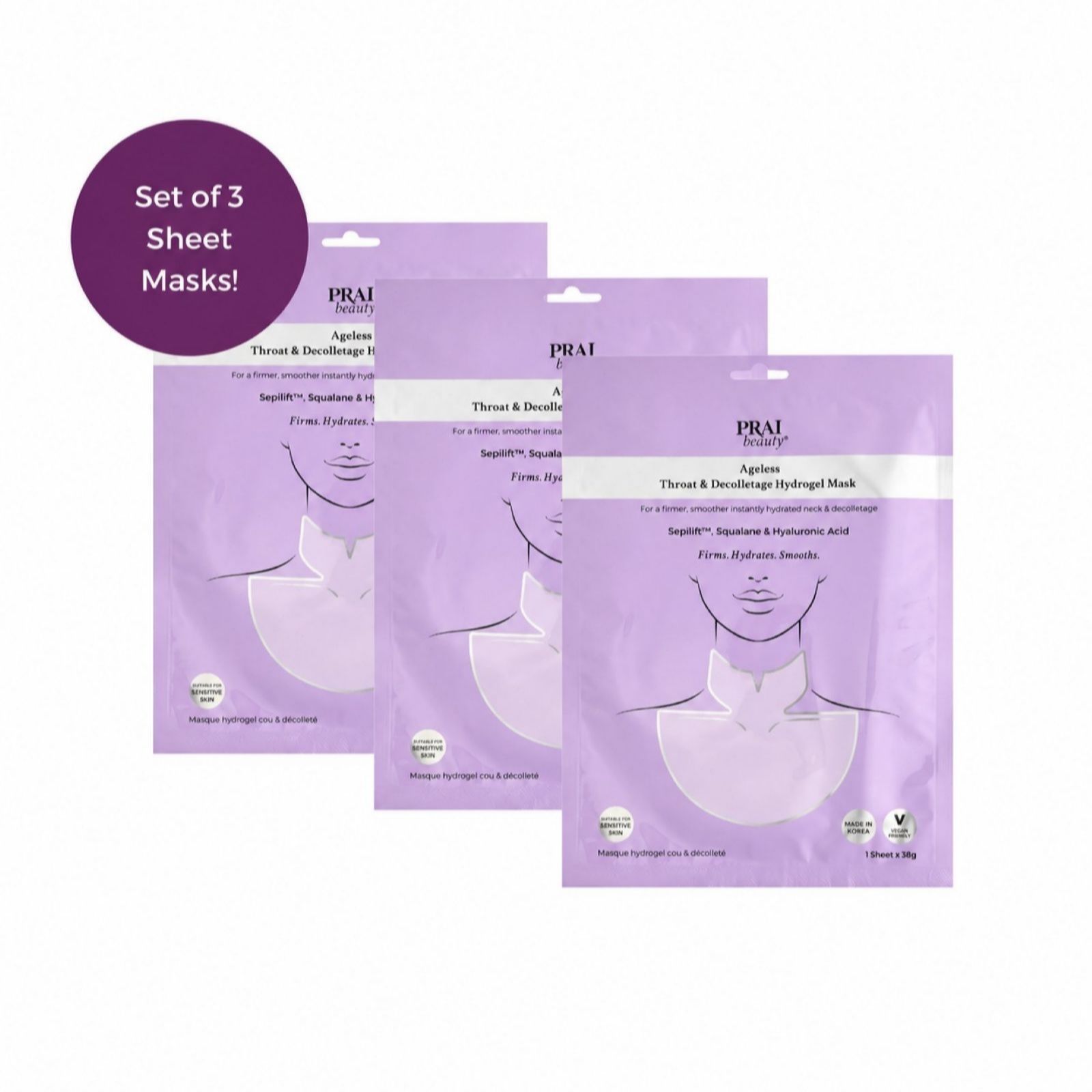 Prai Ageless Throat & Decolletage Hydrogel Masks