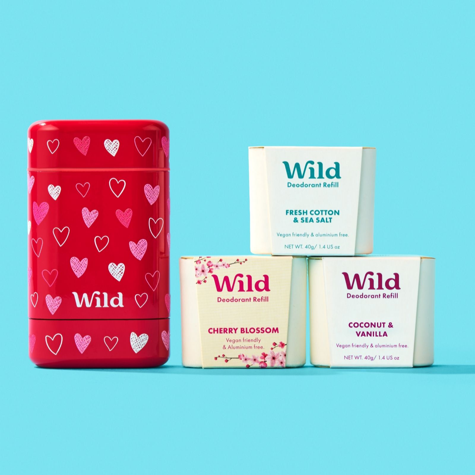 Wild Refillable Deodorant with 3 Assorted Refills