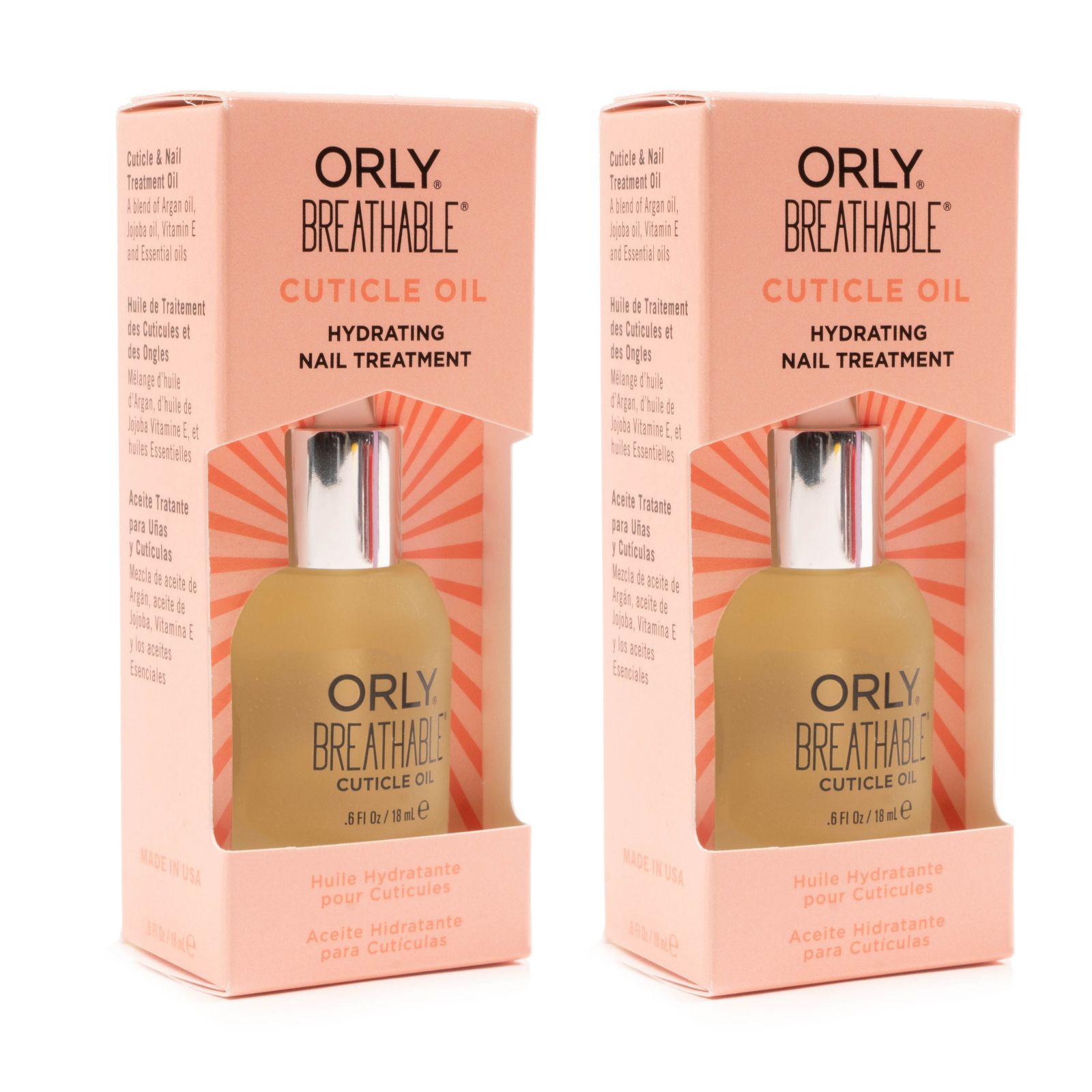 Orly Breathable Hydrating Cuticle Oil 18ml Duo QVC UK