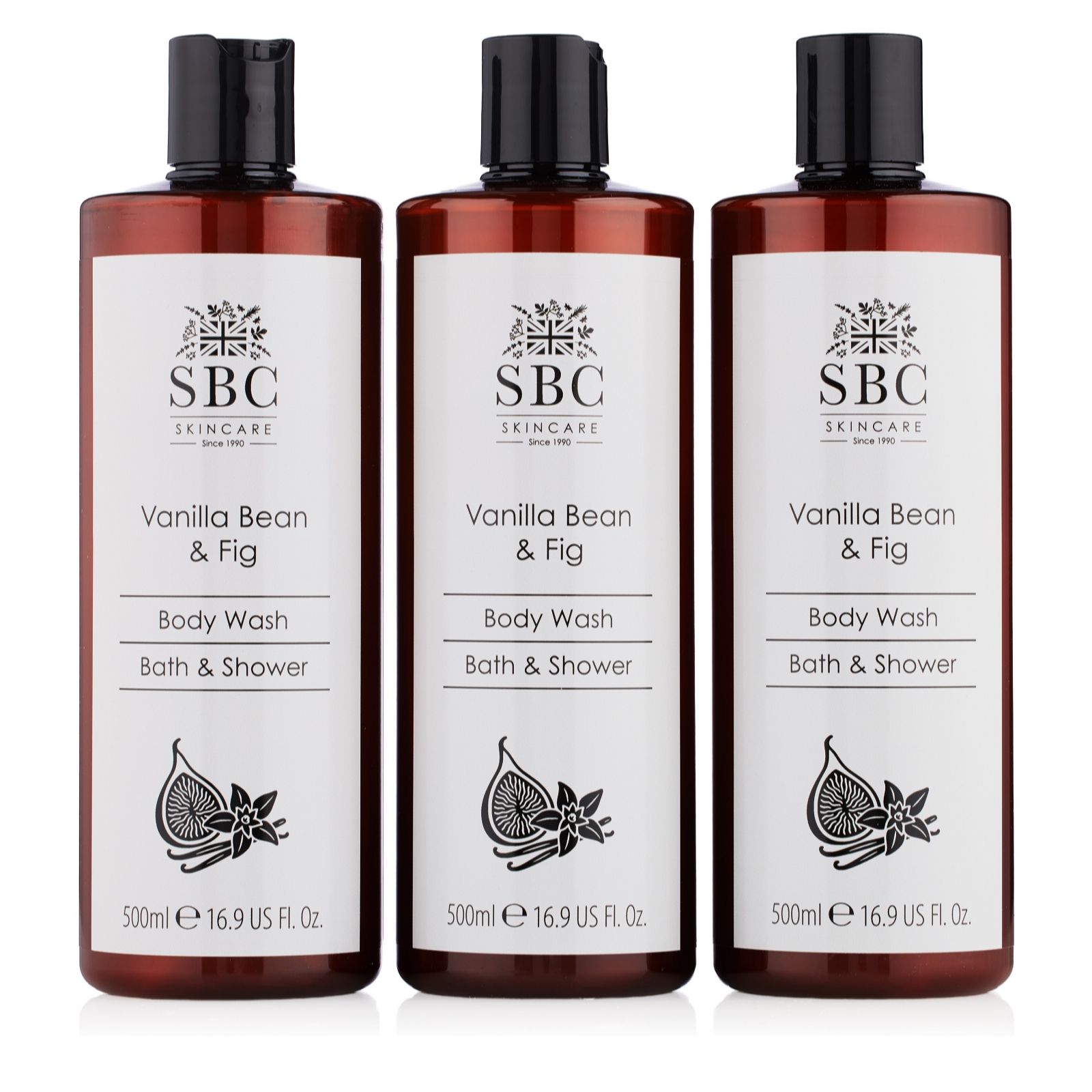 SBC Vanilla Bean & Fig Body Wash 500ml Trio
