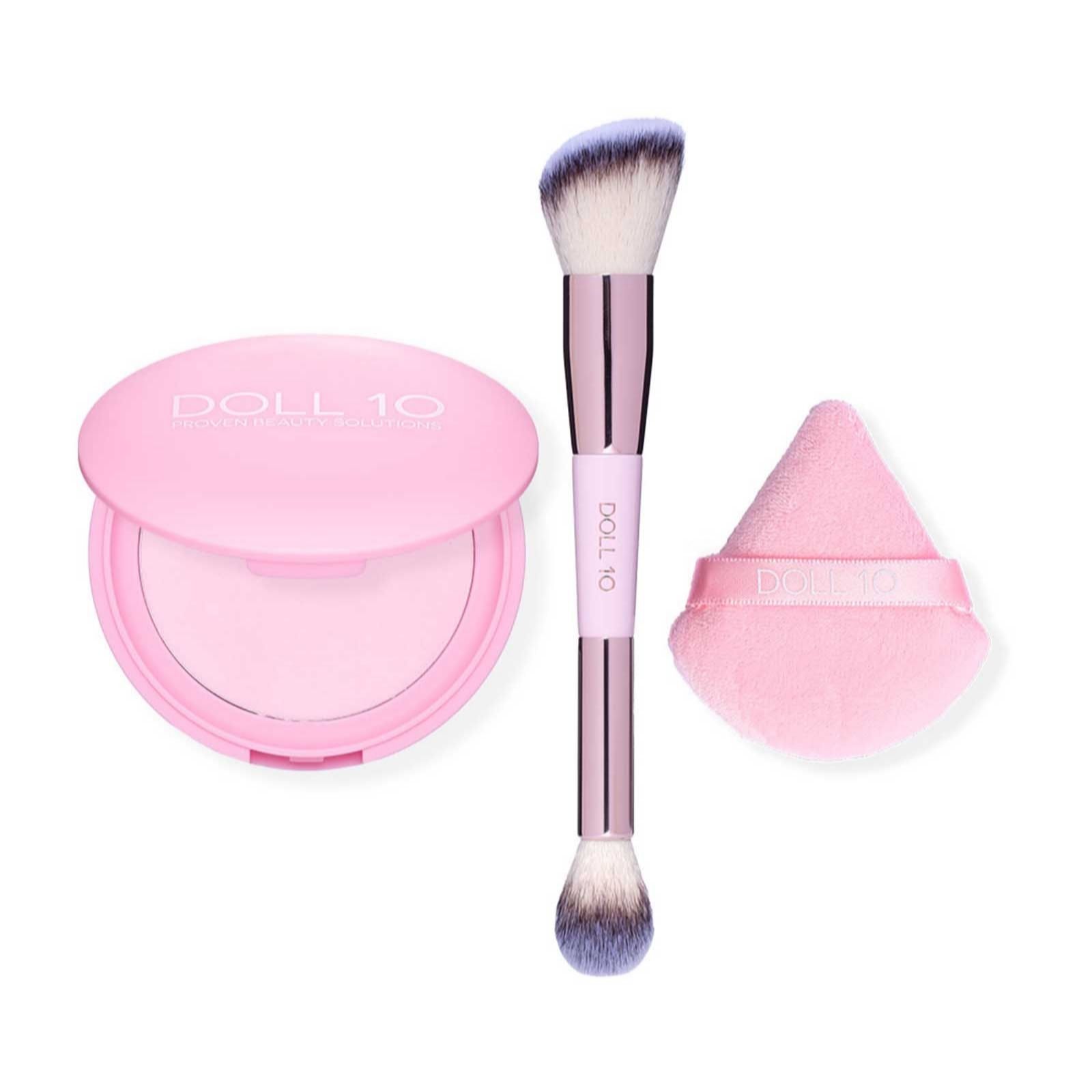 Doll 10 Doll Skin Pink Pressed Brightening Powder & Brush
