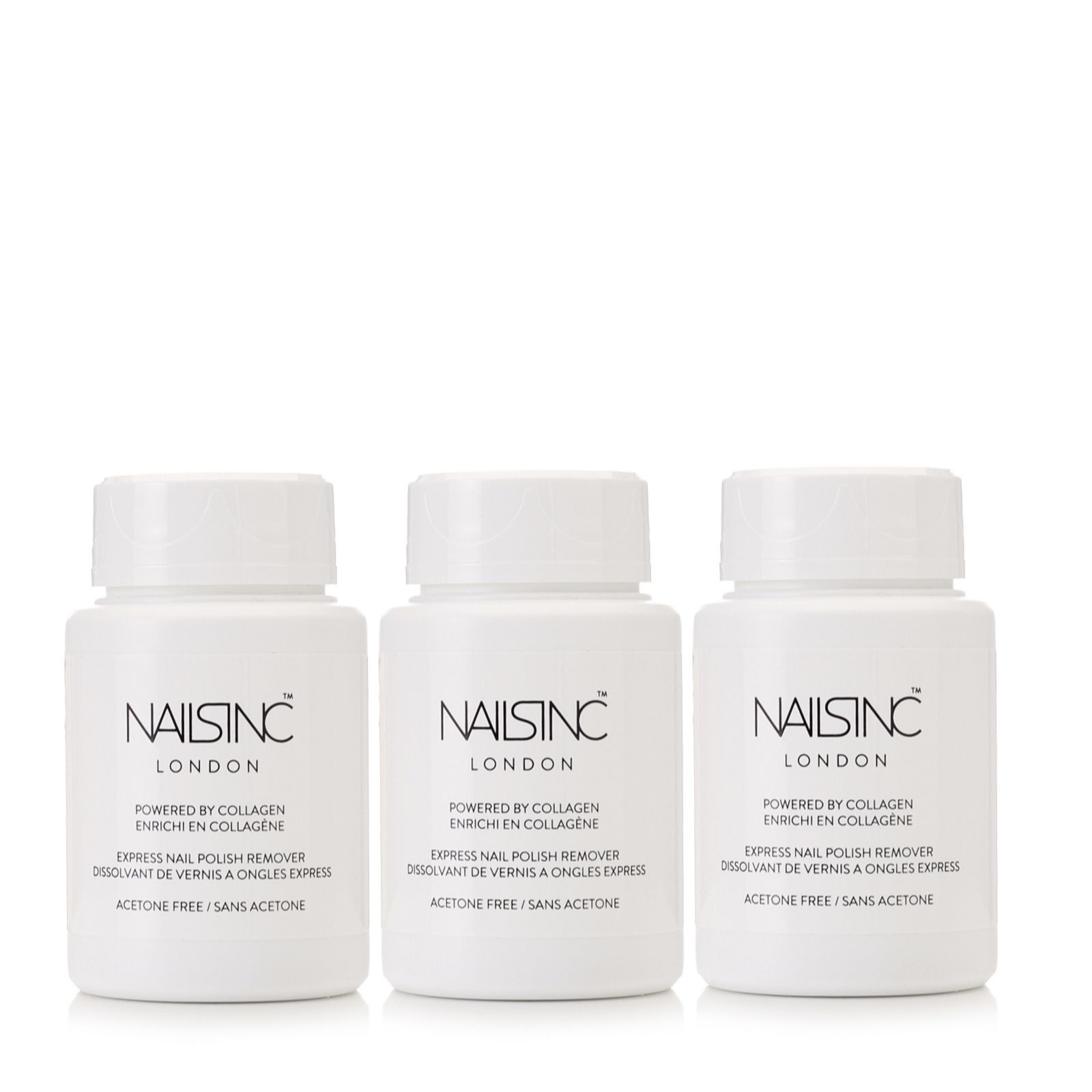 Nails Inc Trio of Coconut Fragranced Nail Polish Remover with Collagen