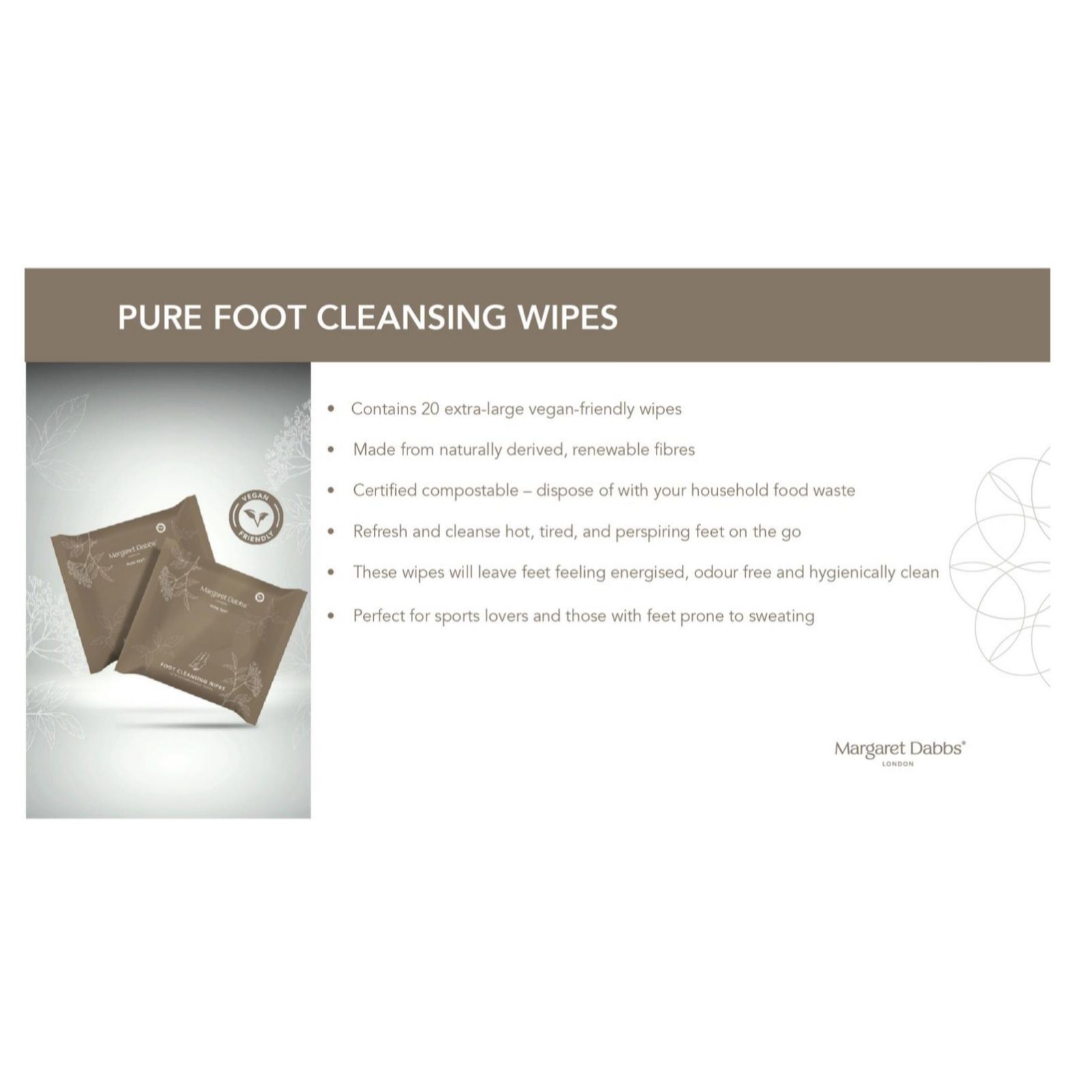 Margaret Dabbs London Pure Foot Cleansing Wipes Duo QVC UK