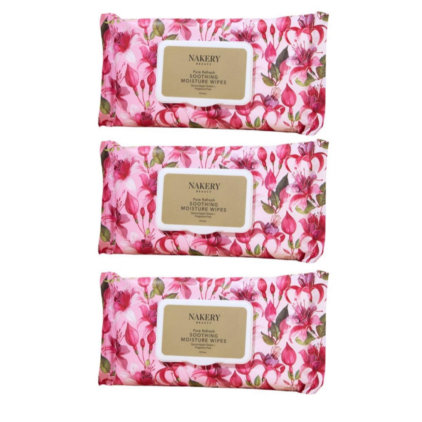 Nakery Beauty Pure Refresh Soothing Moisture 30 Wipes Trio Pack