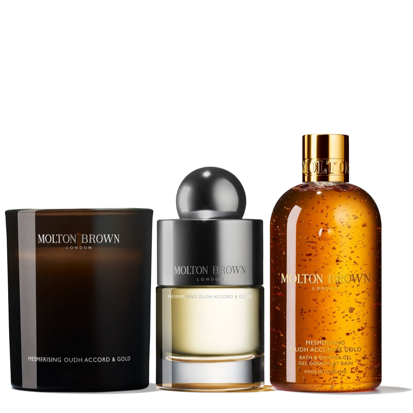 Molton Brown Ouhd EDP candle and Body Wash Trio