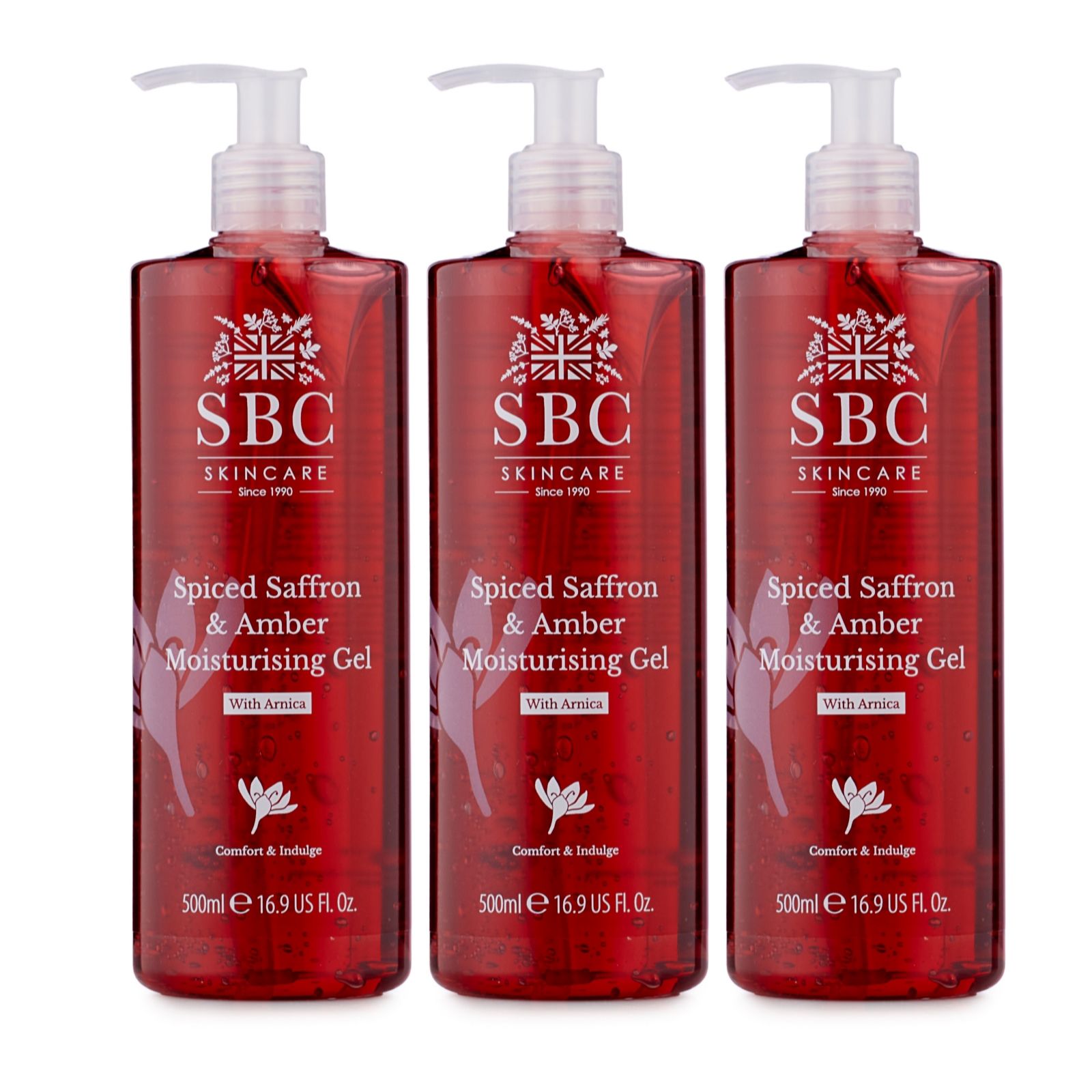 SBC Spiced Saffron & Amber with Arnica Moisturising Gel Trio 500ml