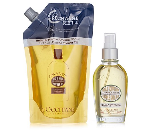 L'Occitane Almond Supple Skin Oil & Almond Shower Refill Set