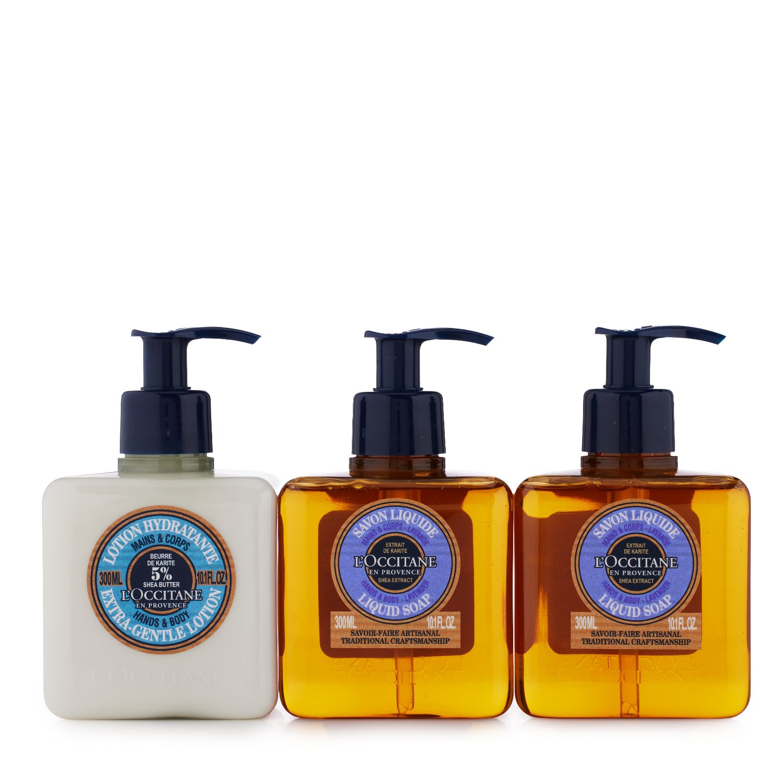 L'Occitane 300ml Liquid Soap and Body Lotion Trio