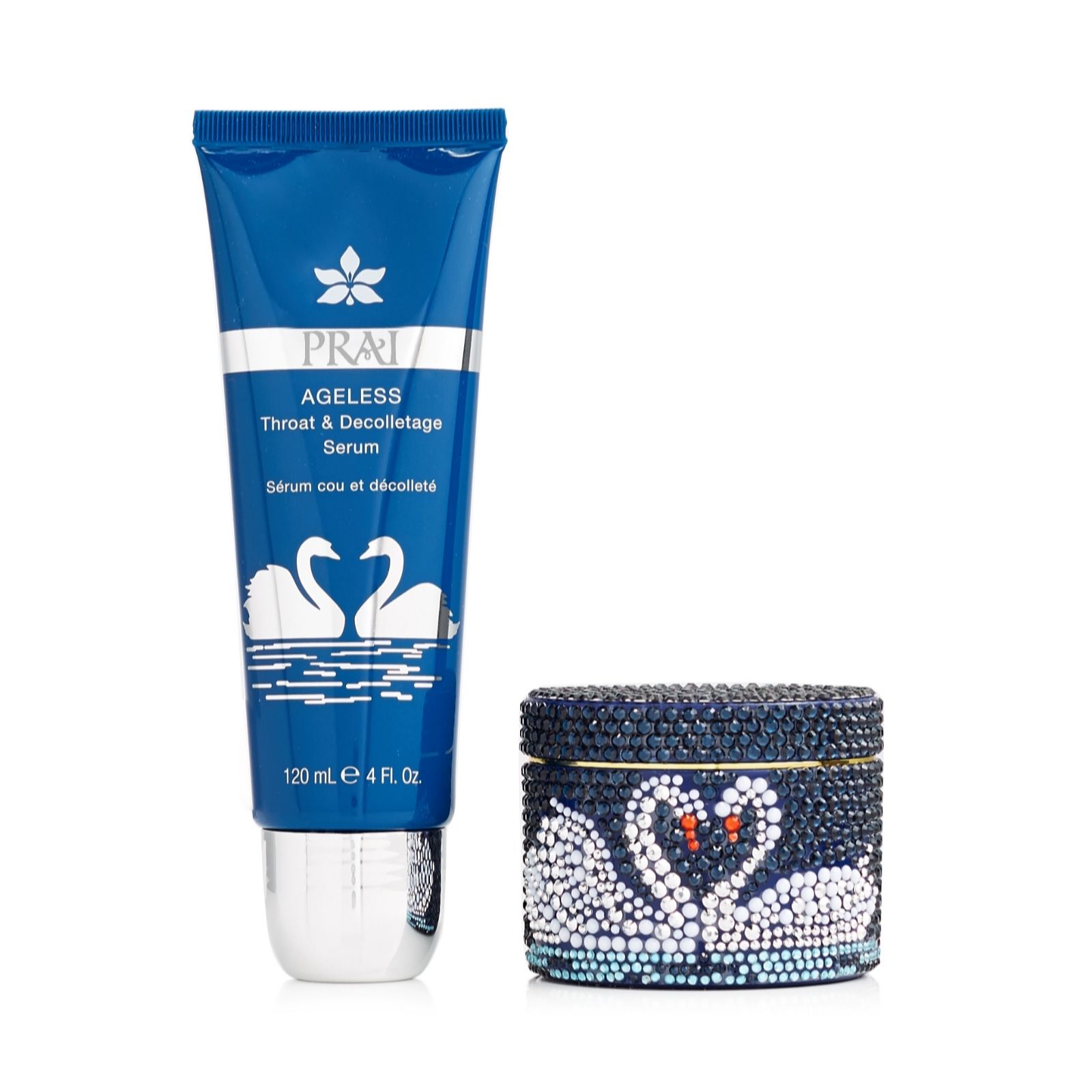 Prai Ageless Throat & Decolletage Creme & Serum Swan Collection QVC UK