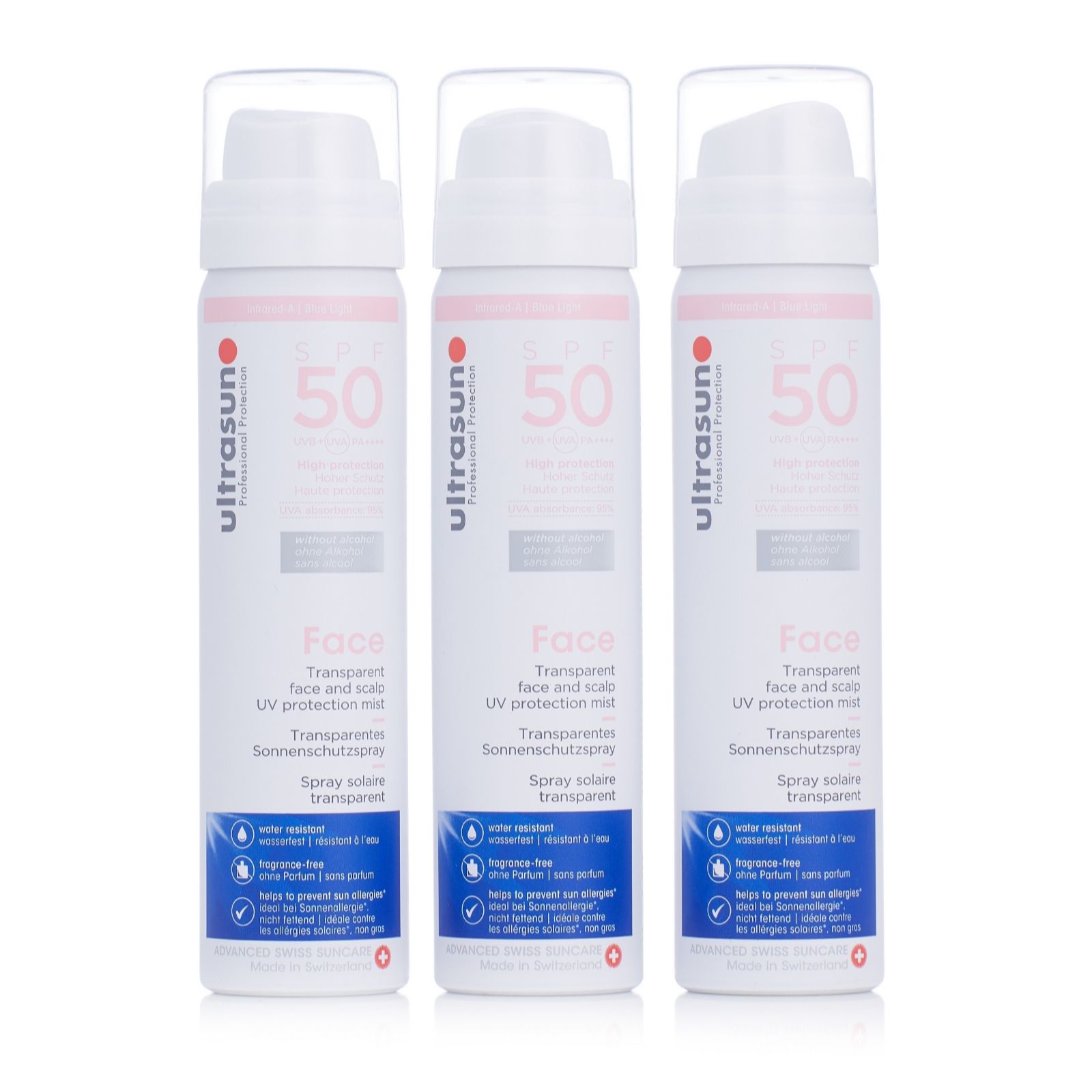 Ultrasun Sun Protection Face & Scalp Mist Spray SPF 50 75ml Trio QVC UK