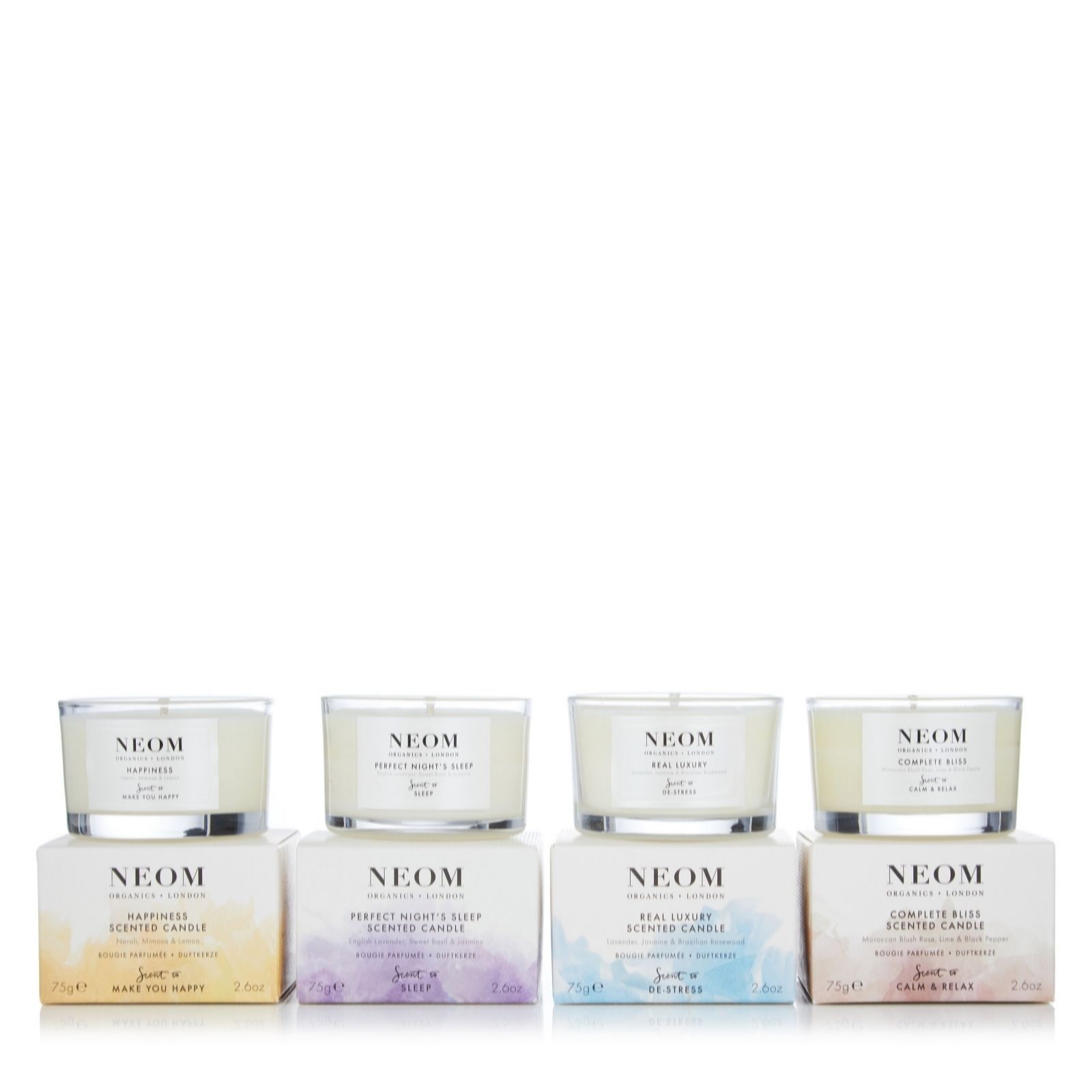 Neom 4 Piece Total Wellbeing Discovery Candle Collection QVC UK