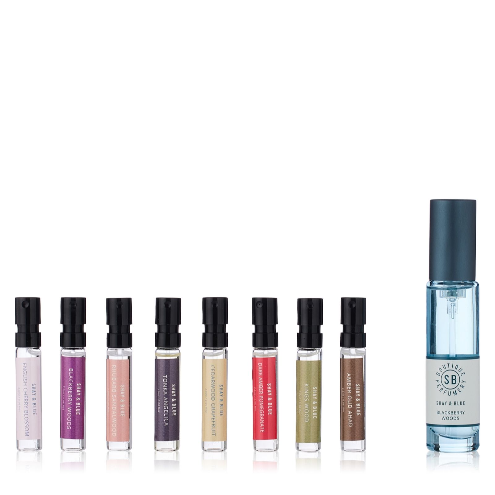 Shay & Blue Warm Woods 8 Piece Discovery Set & 10ml Eau De Parfum Set