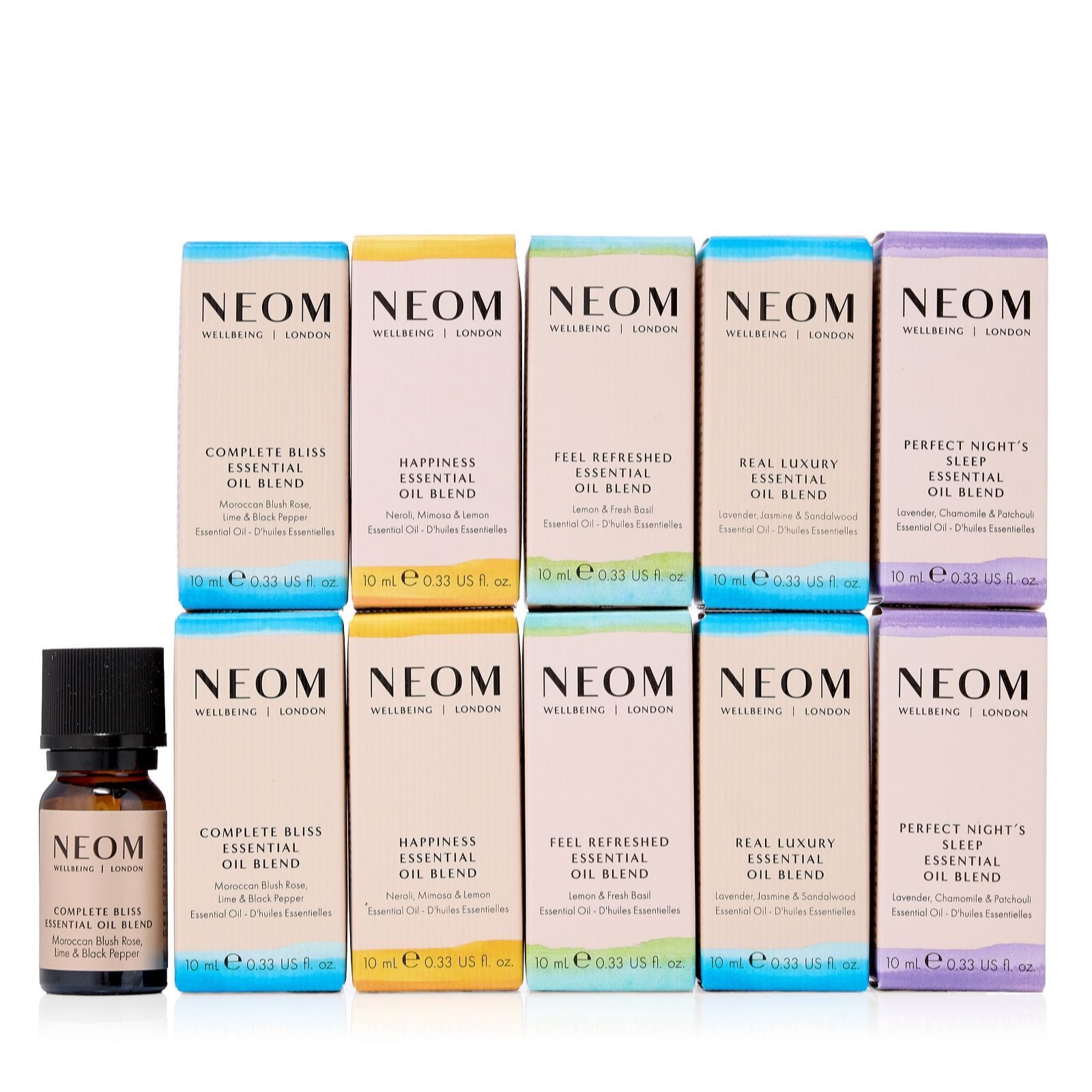 NEOM Wellbeing 10ml Essential Oil Blend 10 Piece Heroes Collection