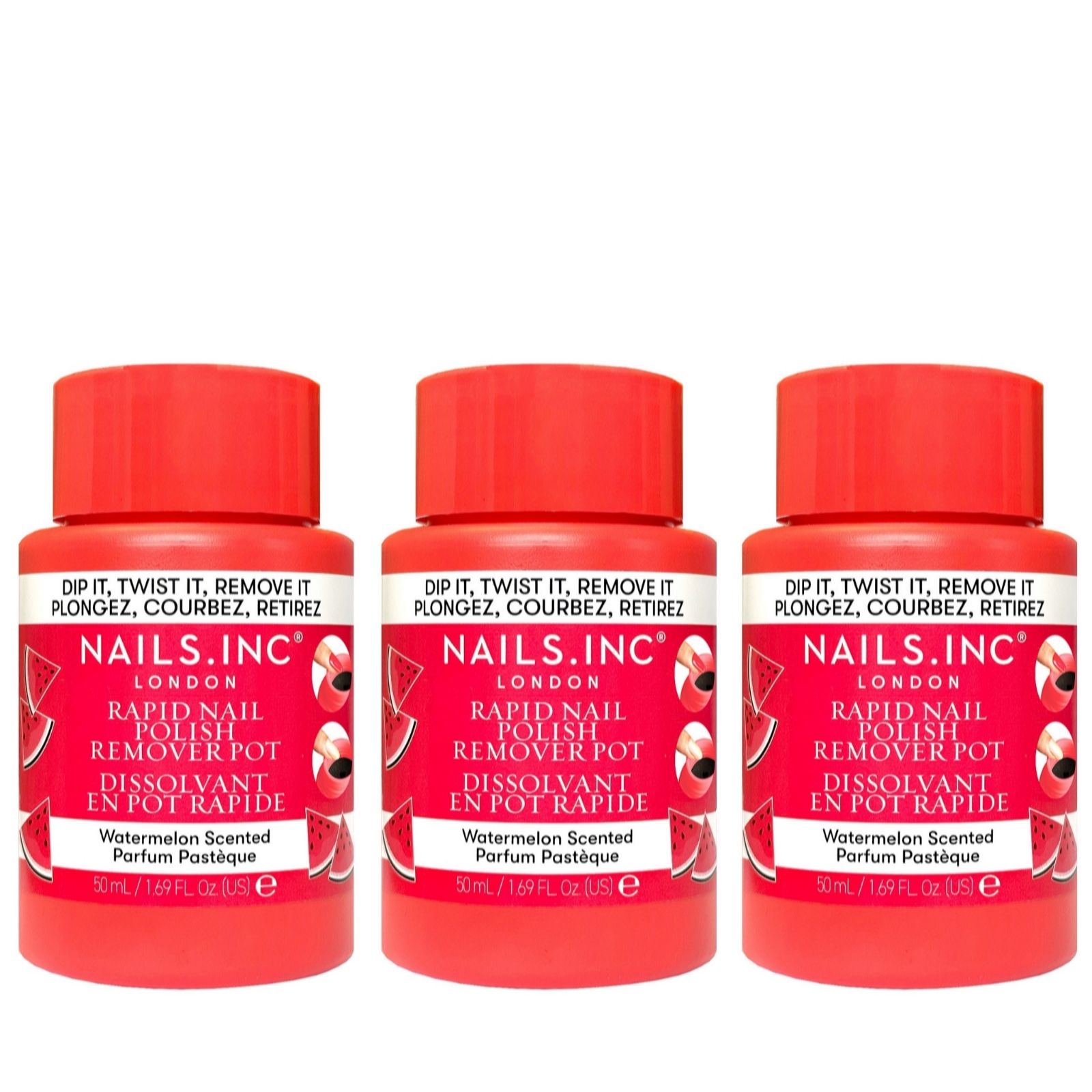 Nails Inc Watermelon Nail Polish Remover Trio