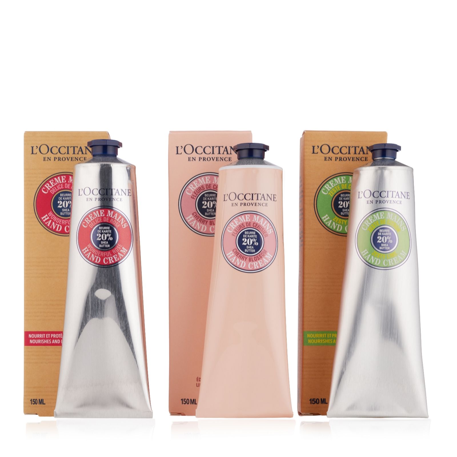 L'Occitane Fresh and Floral Hand Cream 150ml Trio