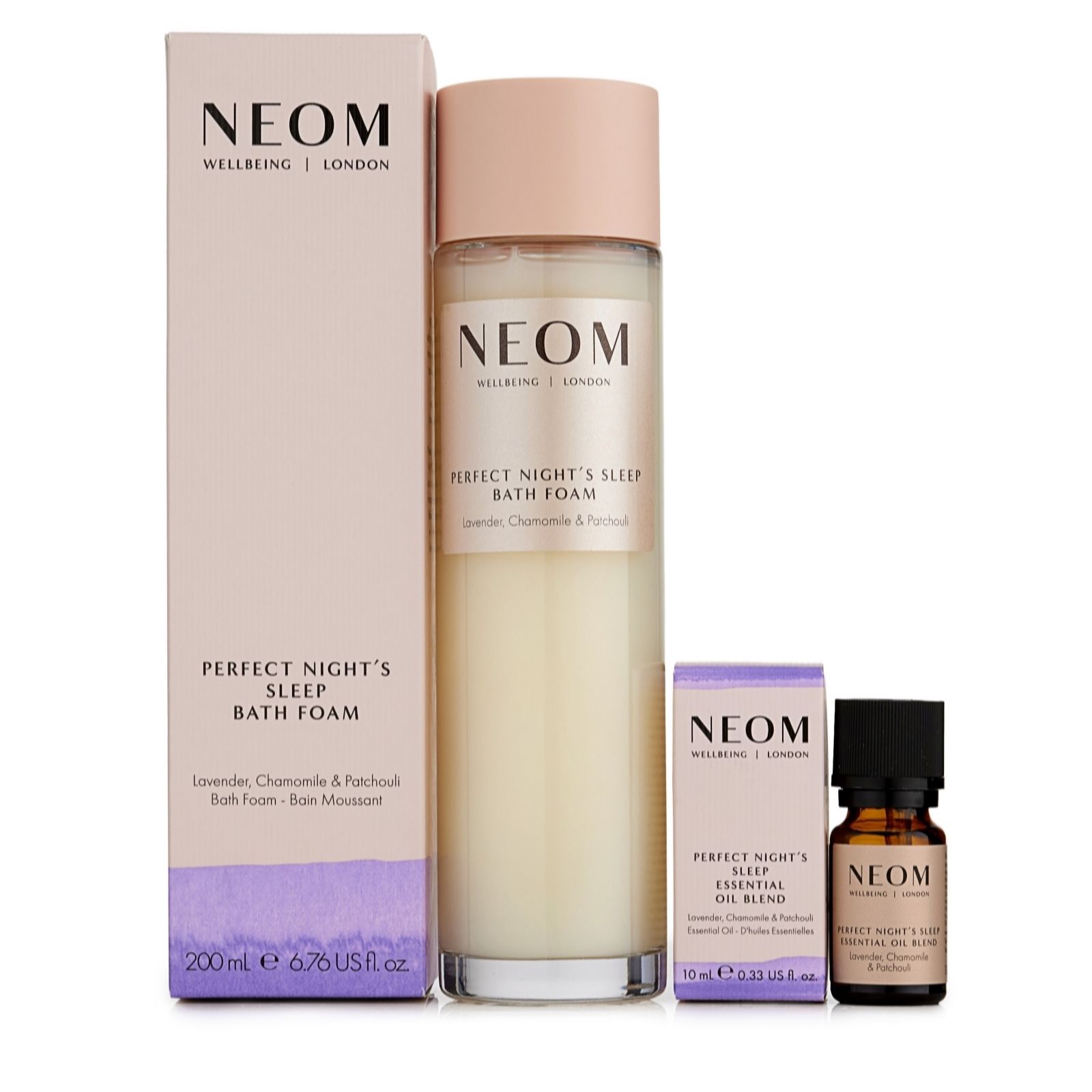 NEOM Wellbeing Bath Foam 200ml & Essential Oil 10ml