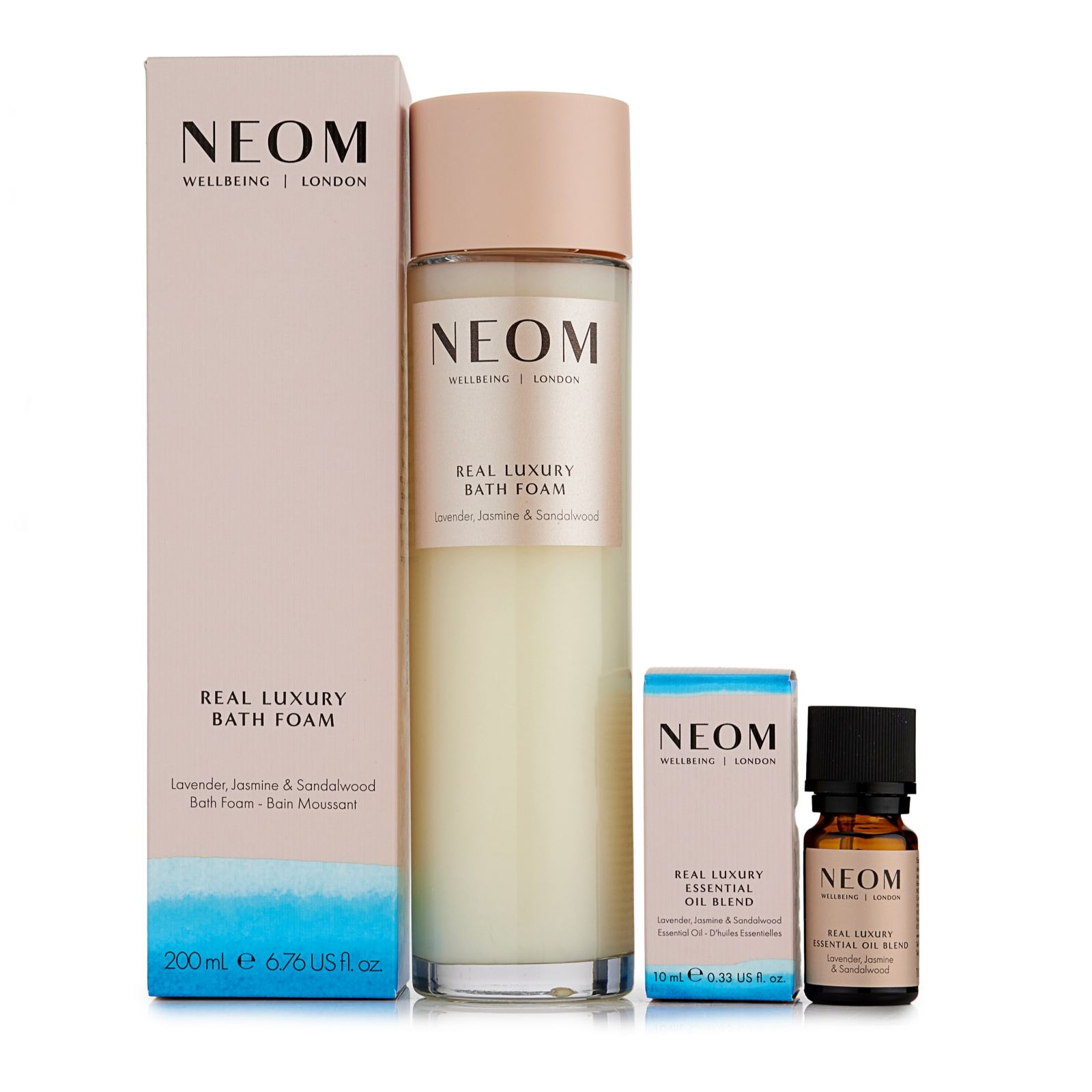 NEOM Wellbeing Bath Foam 200ml & Essential Oil 10ml