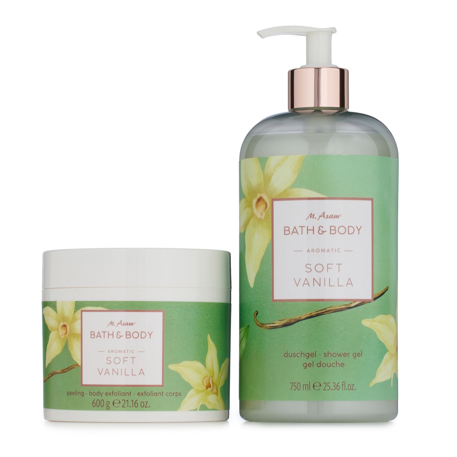 M. Asam Soft Vanilla Body Exfoliant 600g & Shower Gel 750ml Duo