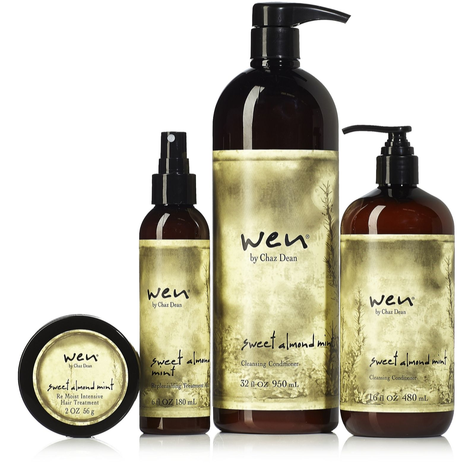 Wen by Chaz Dean Sweet Almond Mint 4 Piece Hair care Collection - QVC UK