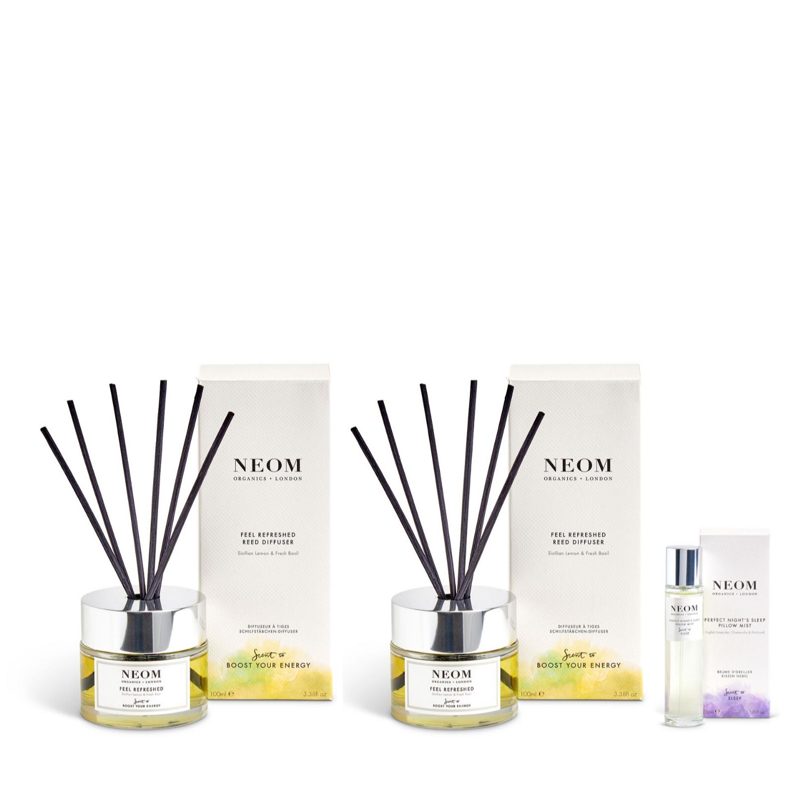 NEOM Wellbeing Reed Diffuser Duo & Pillow Mist Collection