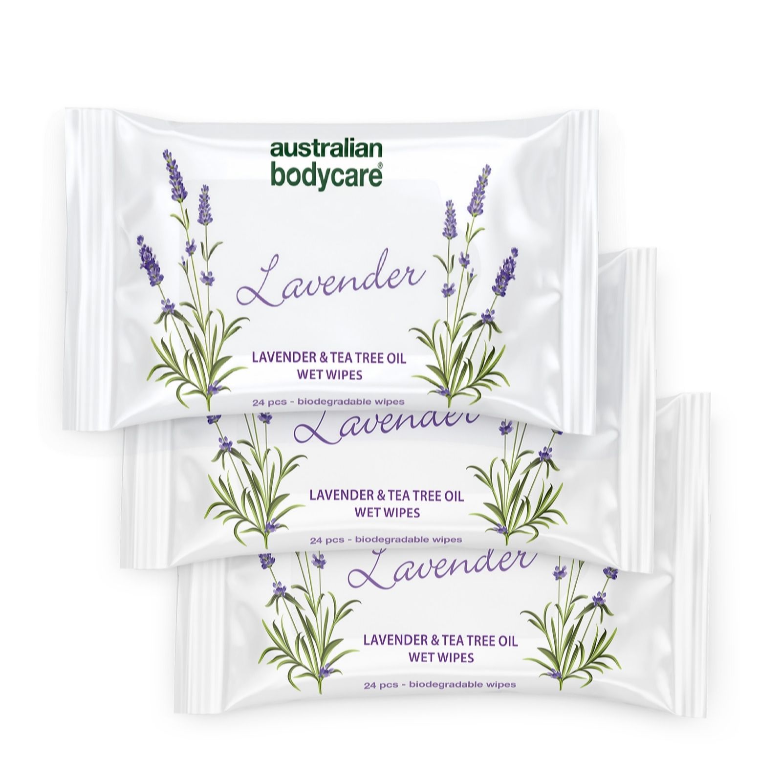Australian Bodycare Lavender Wipes 24pcs Trio