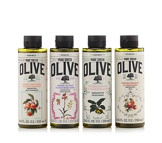 Korres 4 Piece Fruity & Floral Pure Olive Oil Shower Gel 250ml Collection