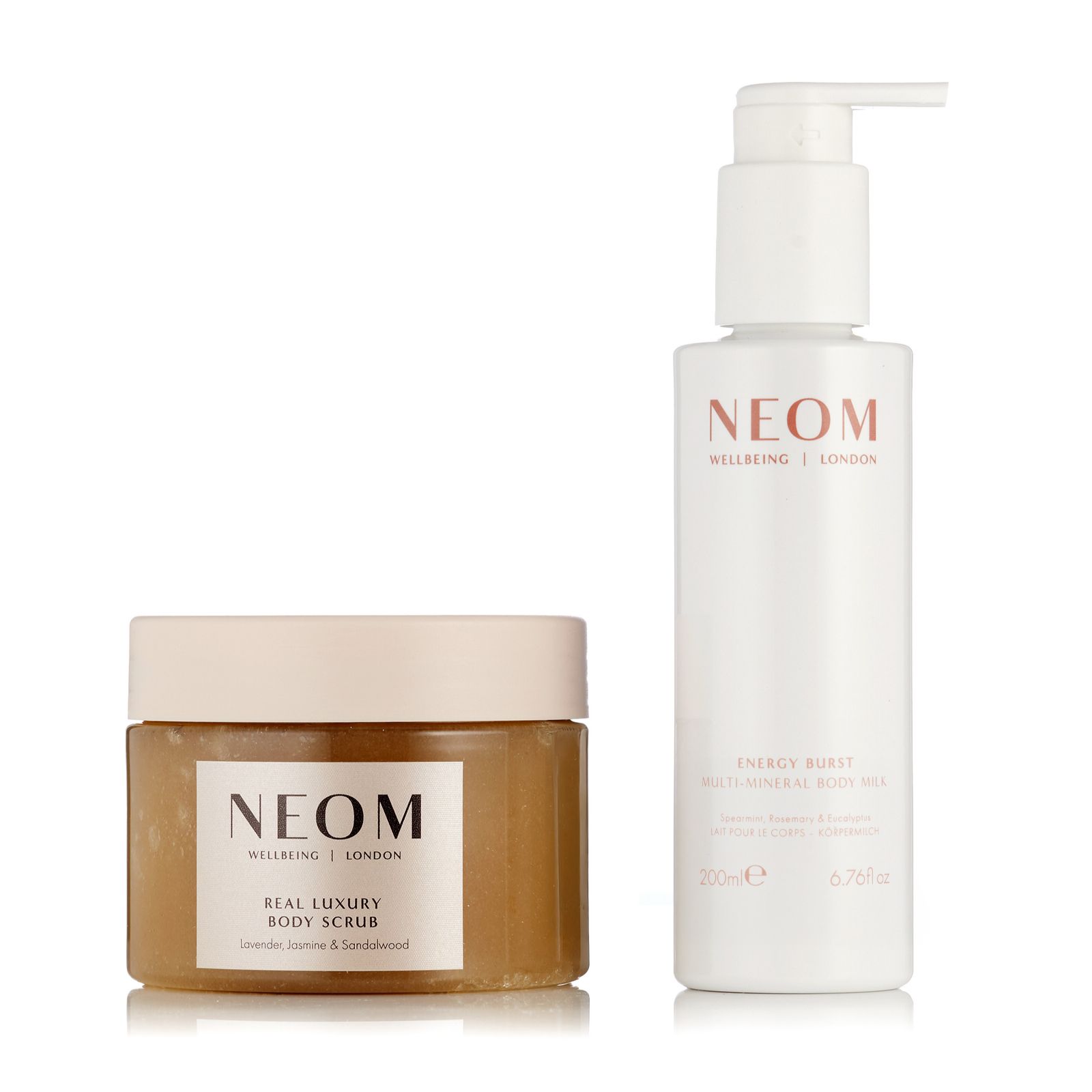 Neom Wellbeing Body Scrub & Mineral Body Milk Duo