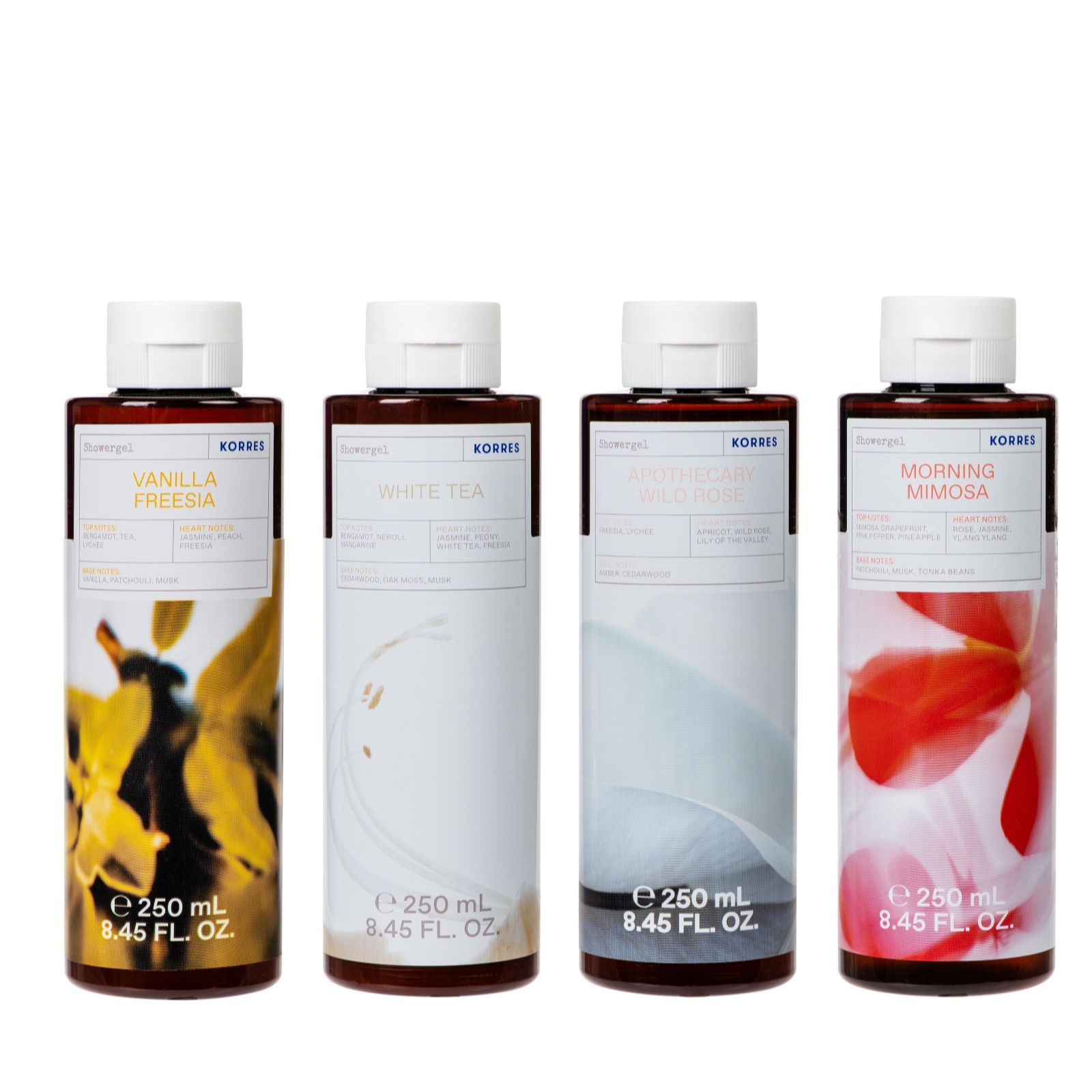 Korres 4 Piece Apothecary Fragrance Shower Gel 250ml Set QVC UK
