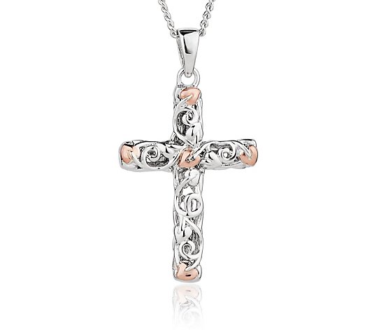 Clogau Tree Of Life Cross Pendant Sterling Silver & 9ct Gold
