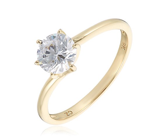 Diamonique 1ct 6 Prong Solitaire Ring 9ct Gold