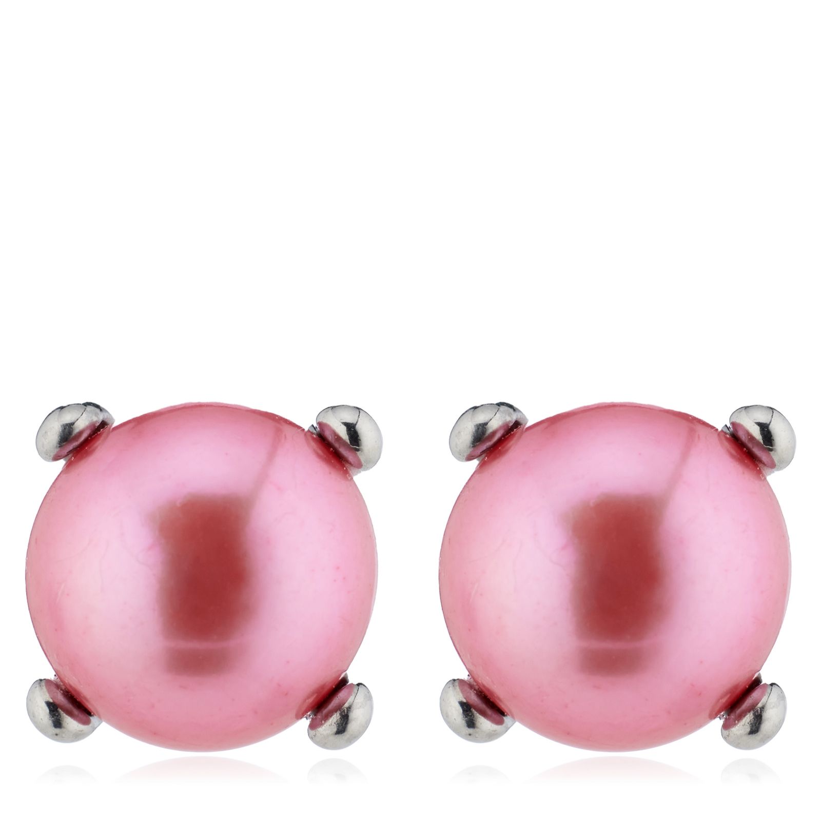 Lara Pearl 8mm Button Pearl Stud Earrings Stainless Steel