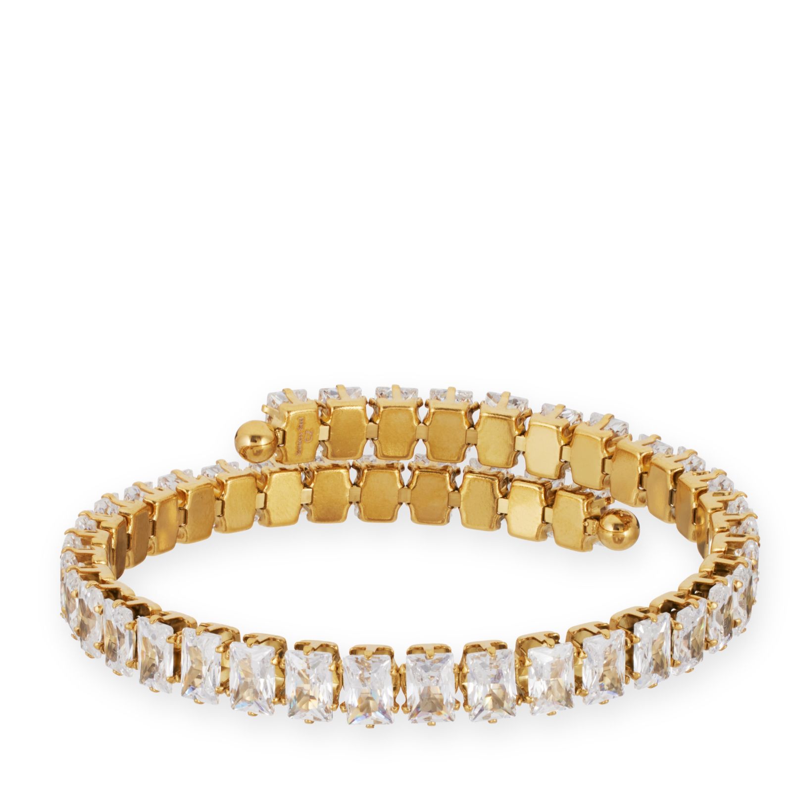 Steel by Diamonique Baguette Cut Bangle Stainless Steel