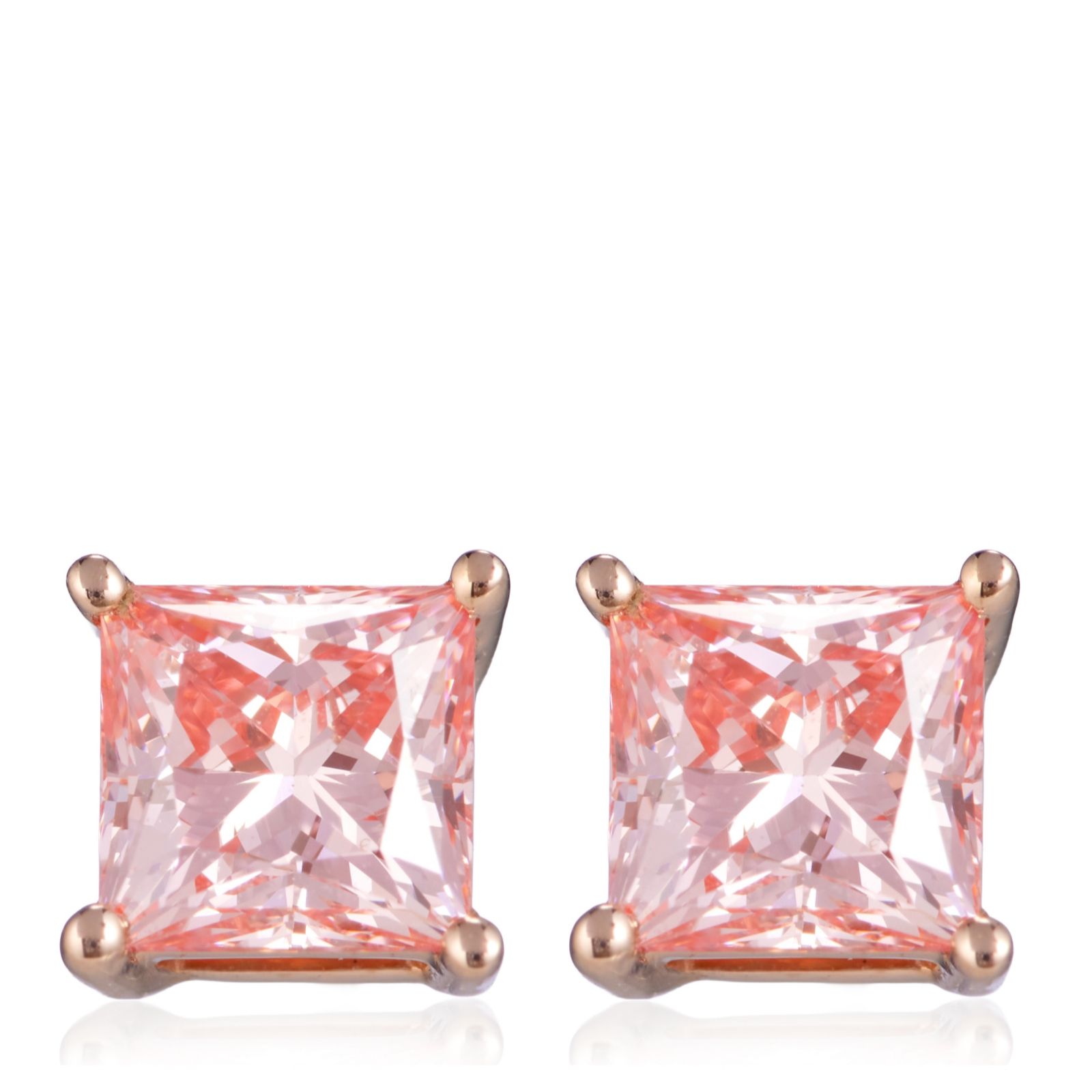 Fire Light 1ct Lab Grown Pink Diamond Princess Cut Studs 9ct Gold