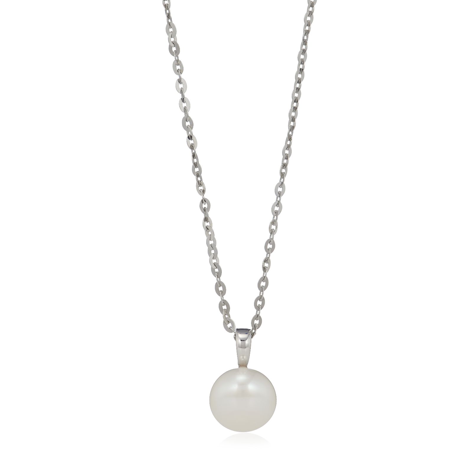 Lara Pearl 10mm Button Pearl Pendant & Chain Stainless Steel