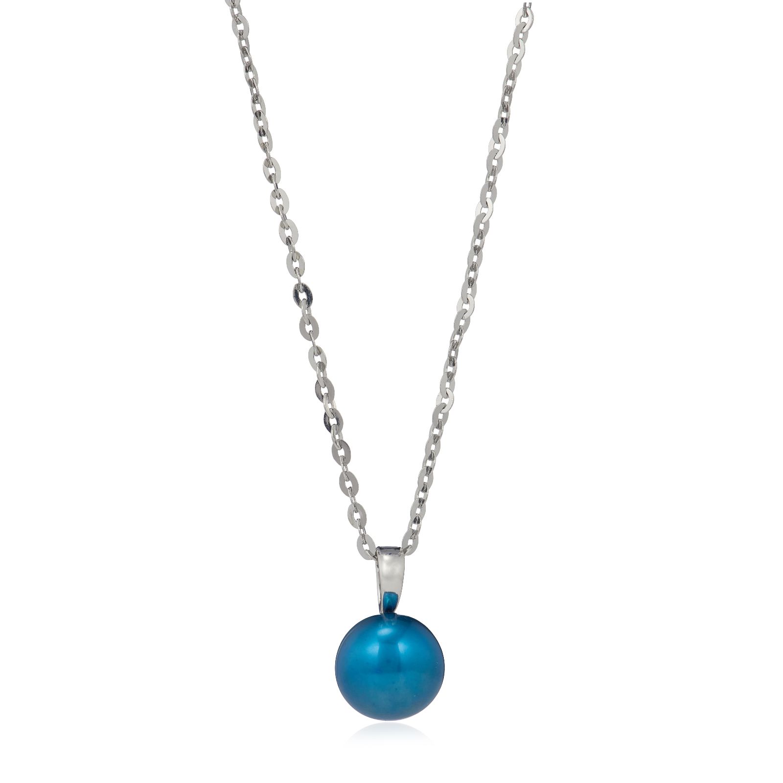 Lara Pearl 10mm Button Pearl Pendant & Chain Stainless Steel