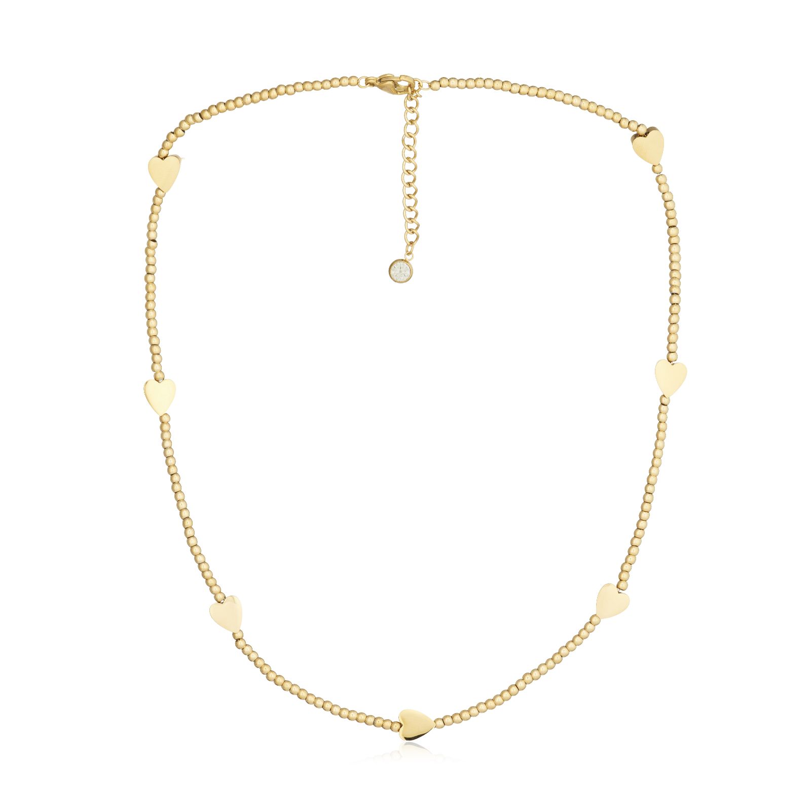 Steel by Diamonique Ball Bead Heart Necklace Stainless Steel