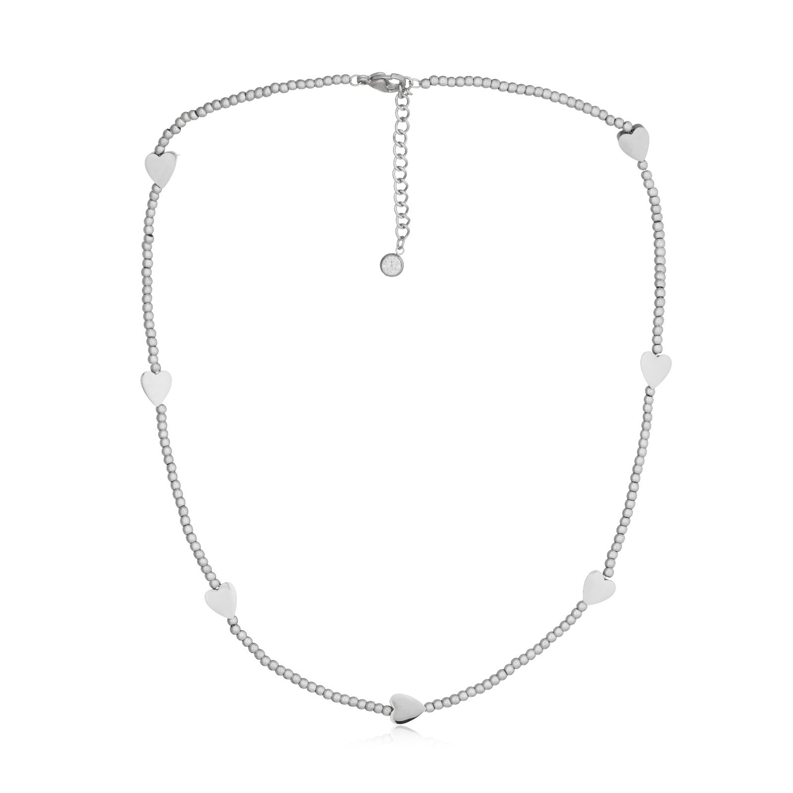 Steel by Diamonique Ball Bead Heart Necklace Stainless Steel