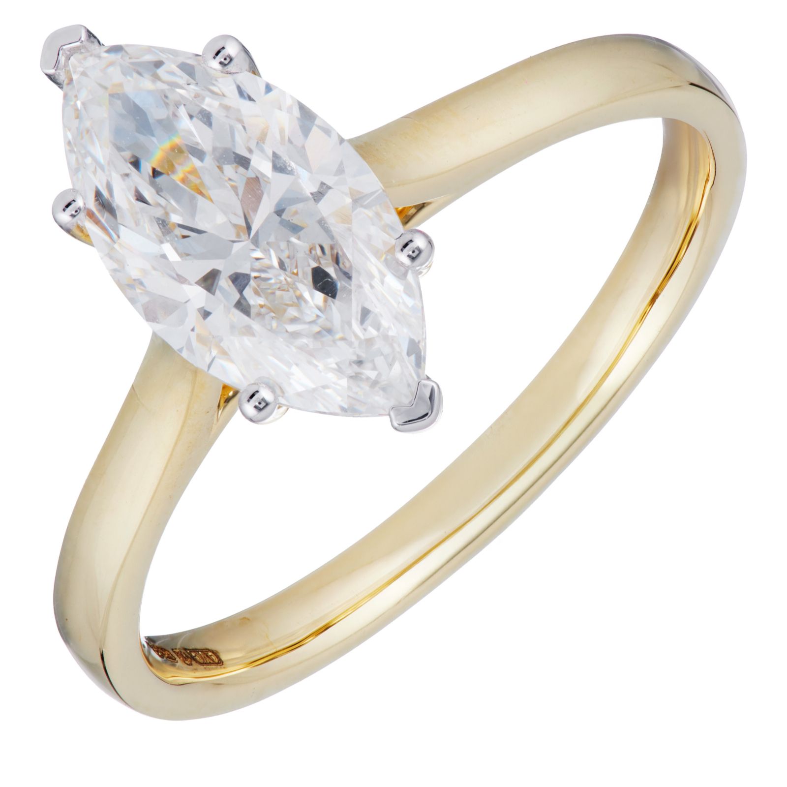 Fire Light 2ct Lab Grown Diamond Marquise Cut Ring 9ct Gold